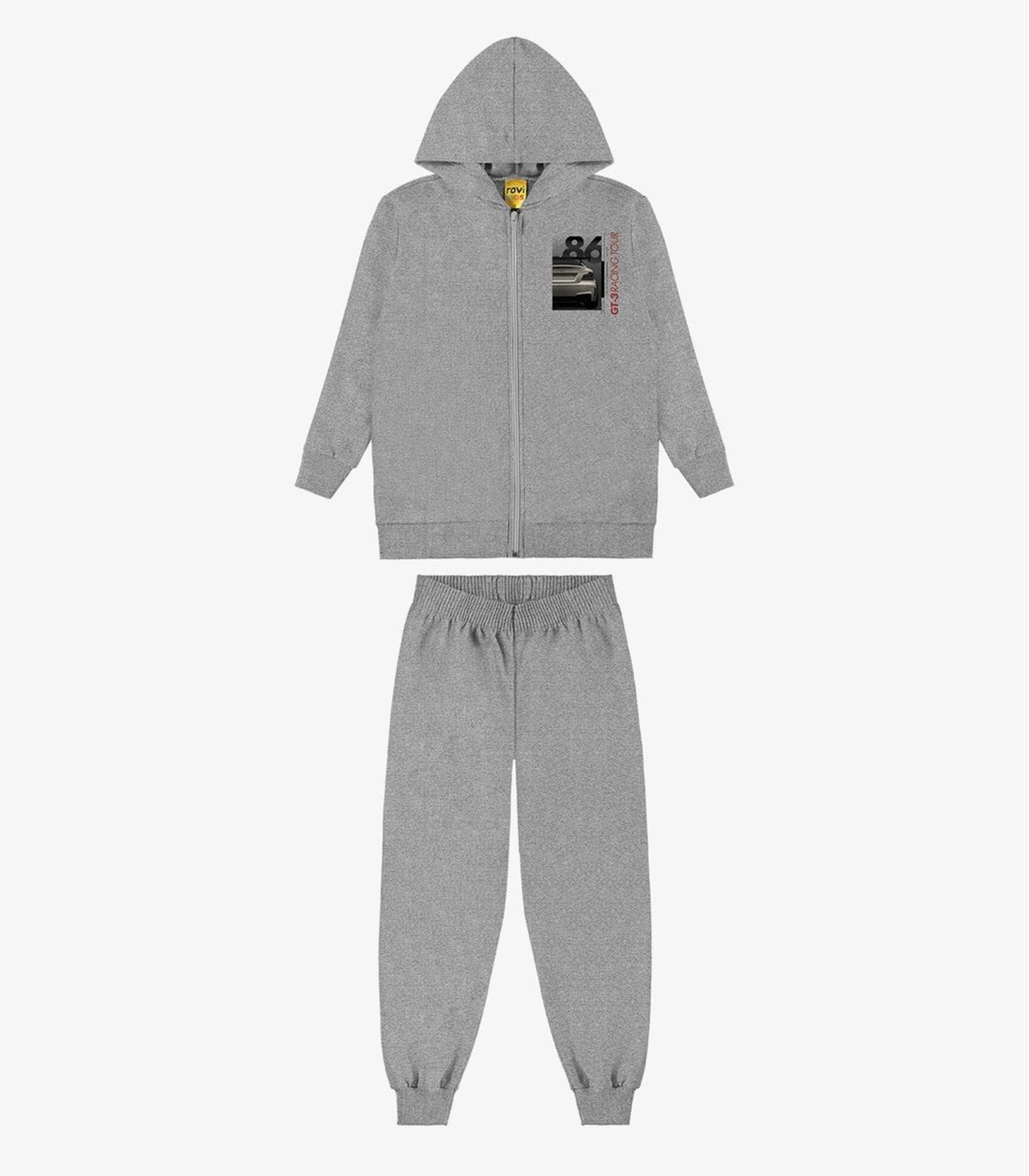 Infantil - Conjunto Jaqueta Com Capuz E Calça Rovi Cinza