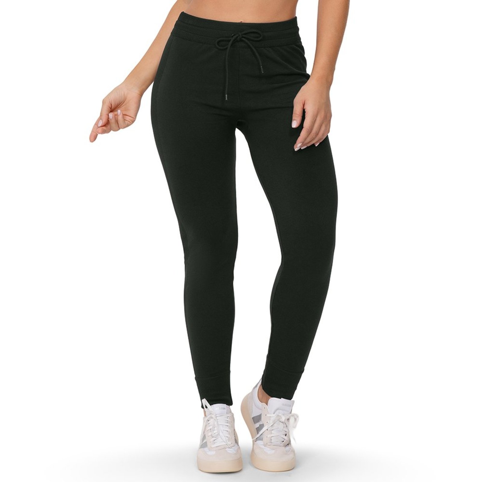 Calça Legging Fitness Cós Largo, Punho Barra sem Costura Preto