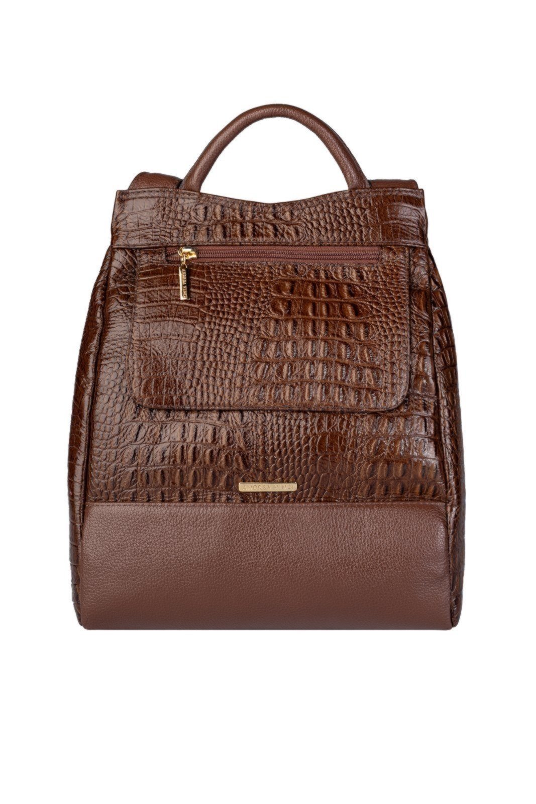 Mochila Andrea Vinci Pequena Antifurto Couro Croco Susan – Whisky