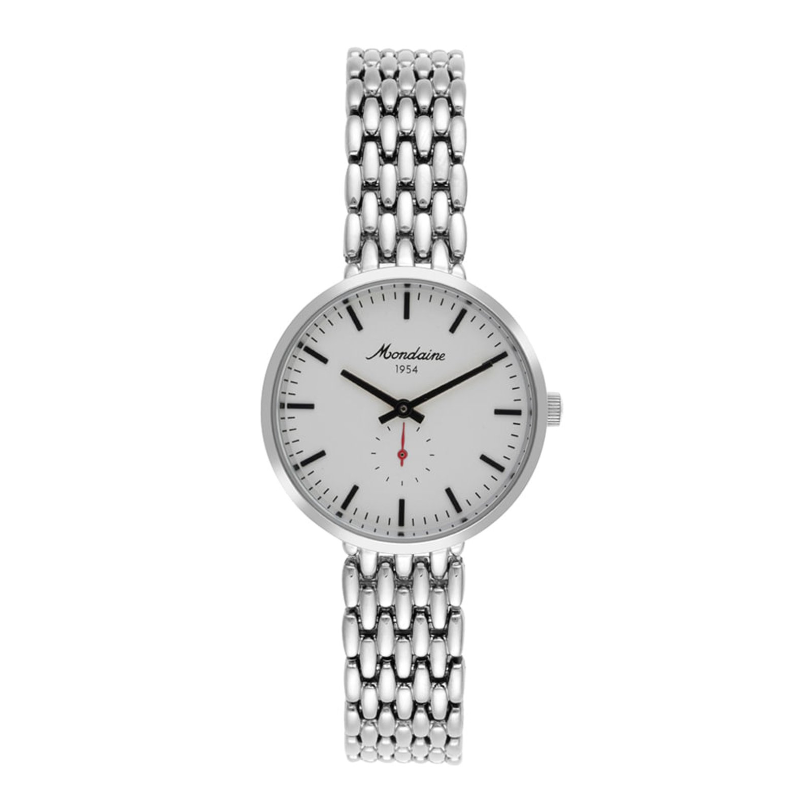 Relógio Feminino Prata Mostrador Branco Index Completo Mondaine