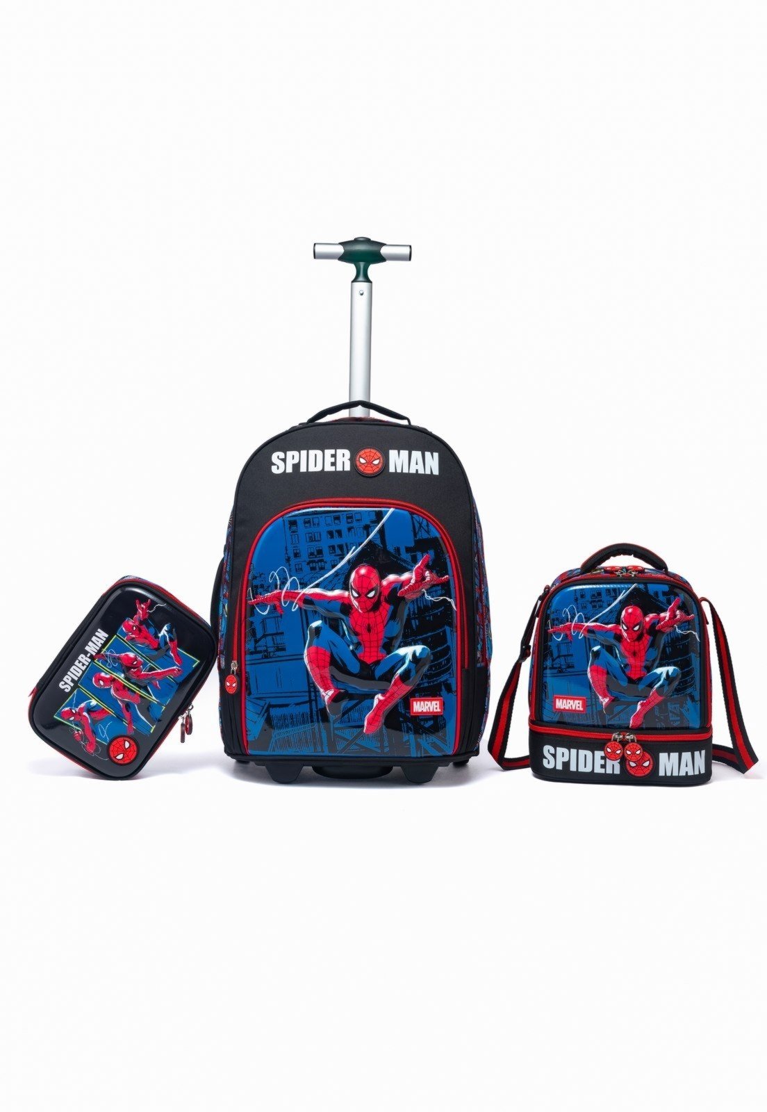 Infantil - Kit Mochila Lancheira Estojo Spider Man Reforçada Disney