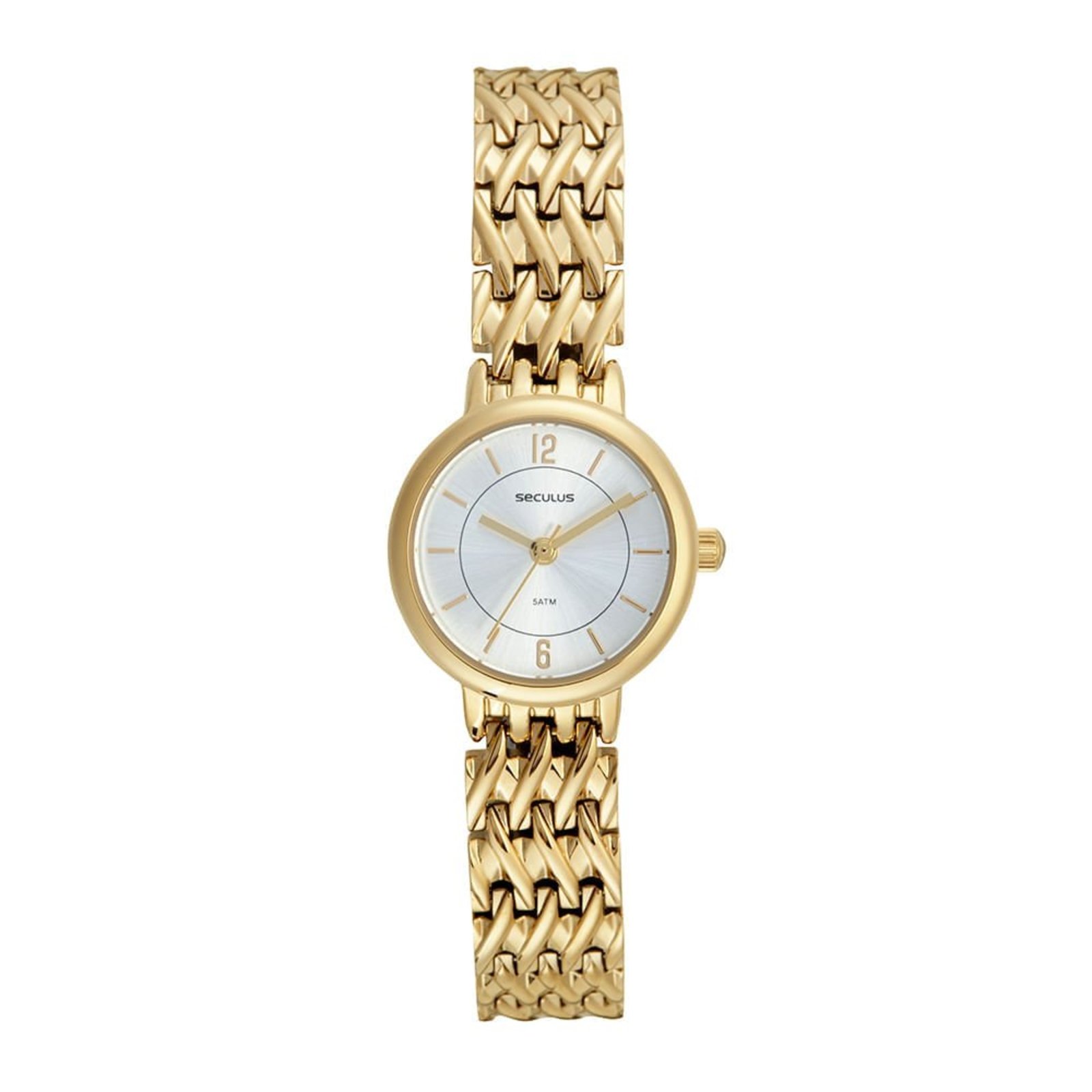 Relógio Seculus Feminino Analógico Design Clean Dourado Seculus