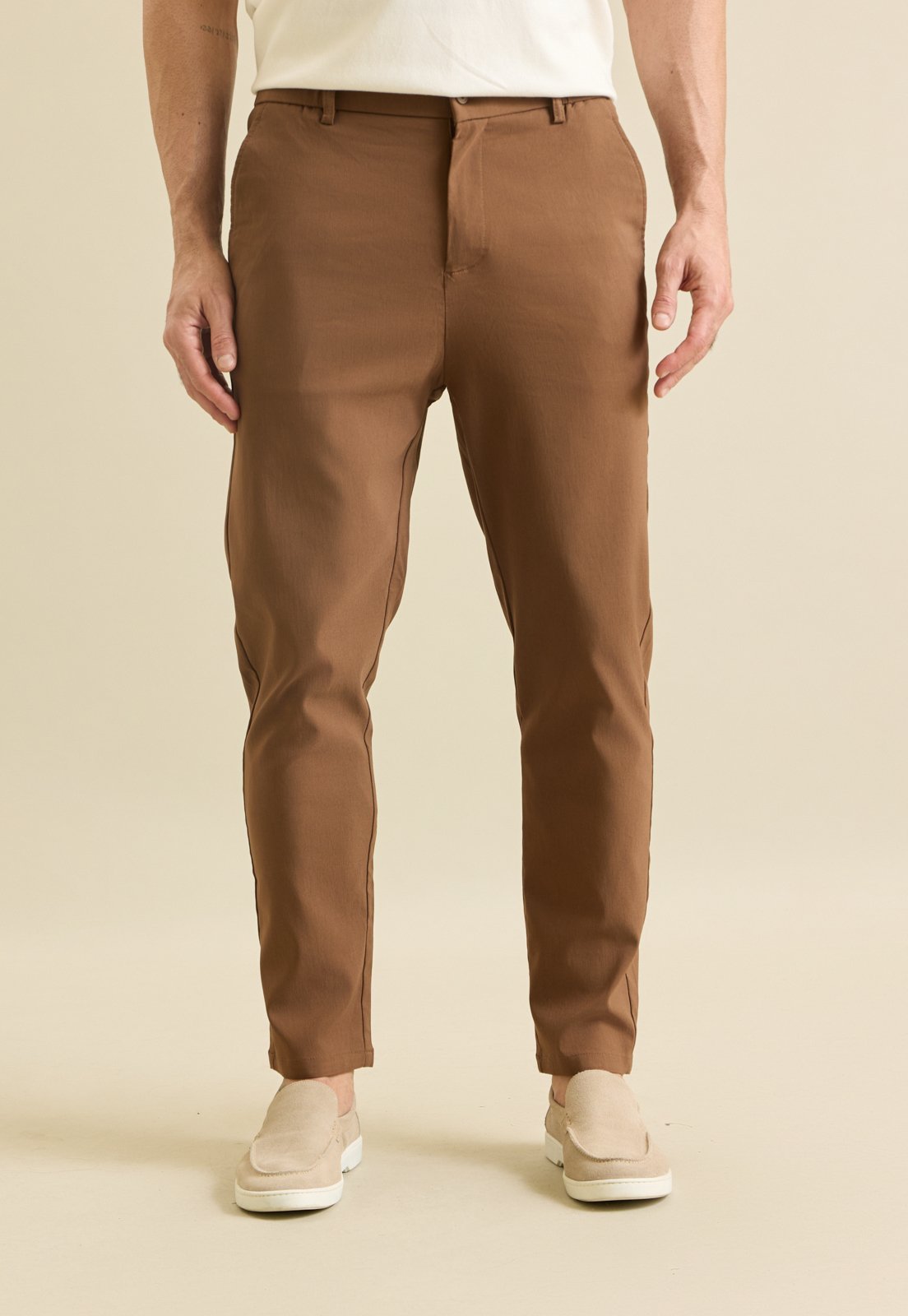 Calça Alfaiataria Masculina Social Slim Color Dialogo Marrom