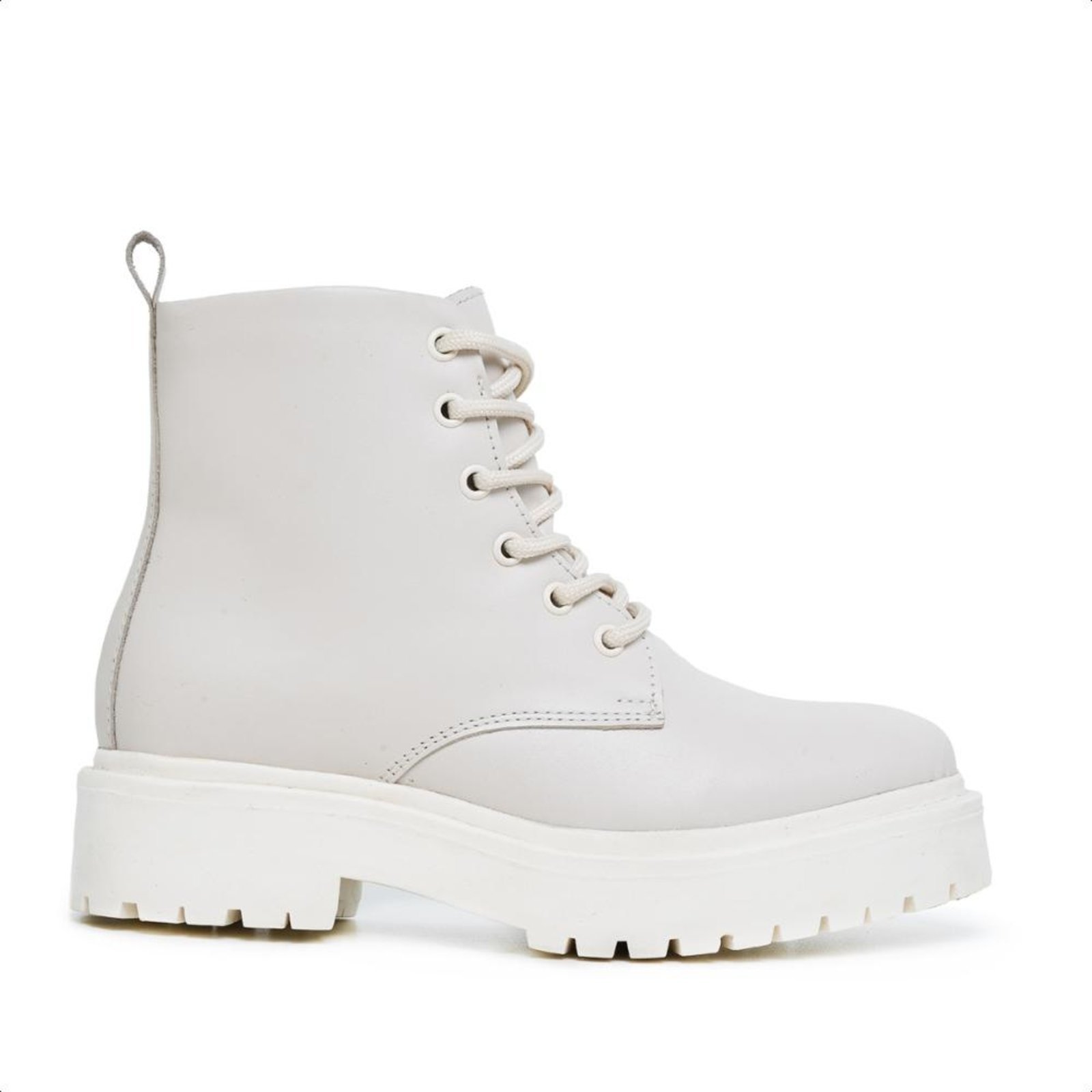 Bota Coturno Feminina Tratorada Com Cadarço Couro Off White 33 Off-white