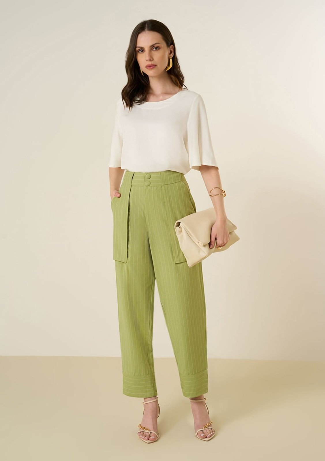 Calça Maria Valentina Cenoura Alta Verde