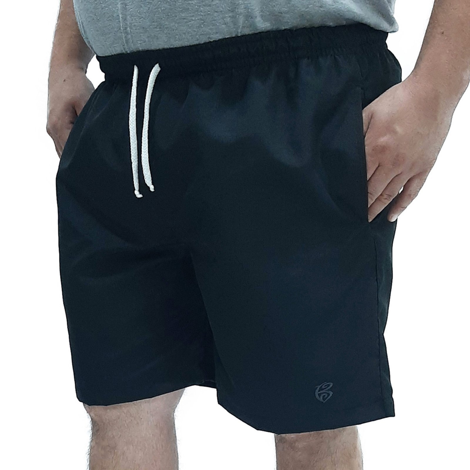 Short Bermuda Tactel Extra Grande Plus Size Verão Praia Preto
