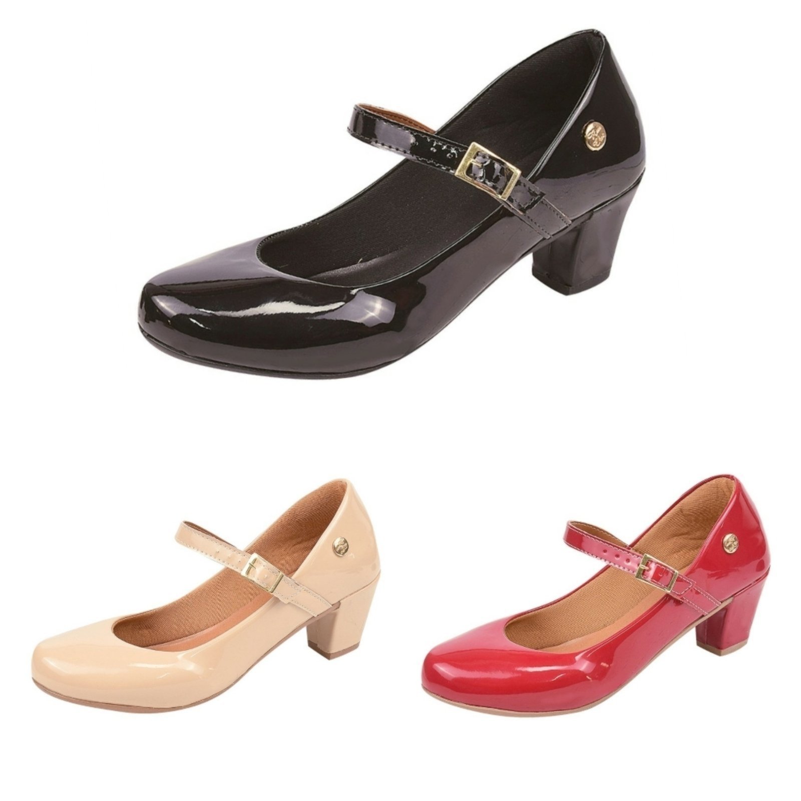 Kit 03 Pares Scarpin Donna Santa Bico Redondo Boneca