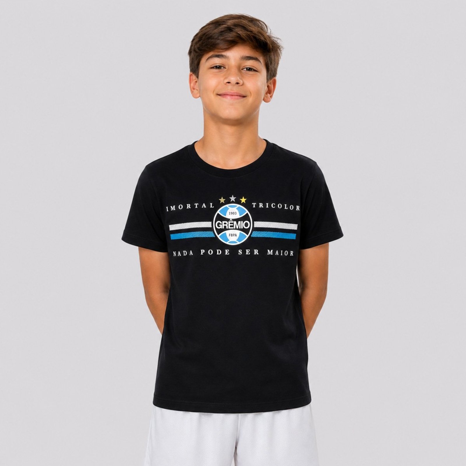 Camisa Grêmio Classic Juvenil Preta e Azul