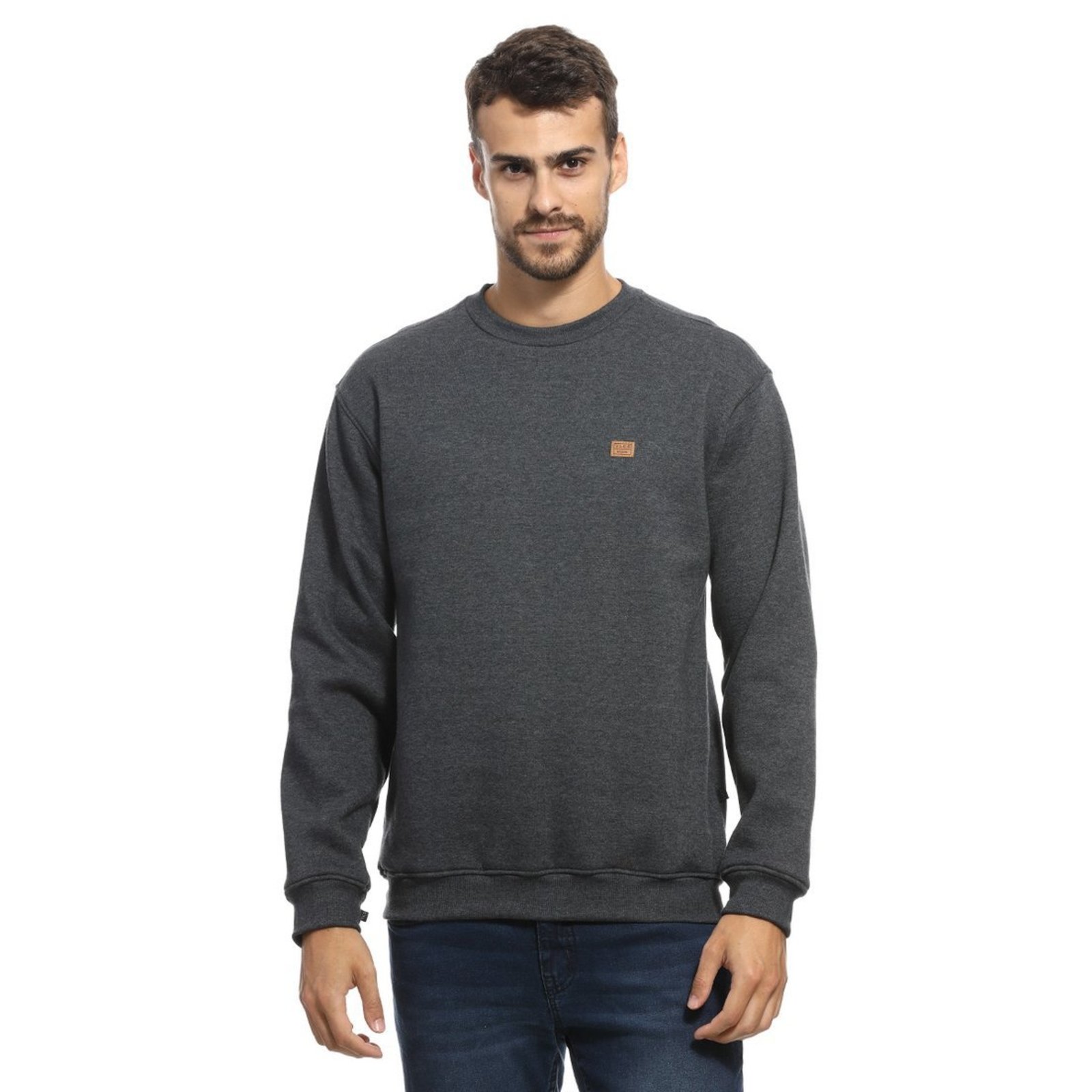 Moletom Masculino Blusa Gola Careca VLCS Cinza