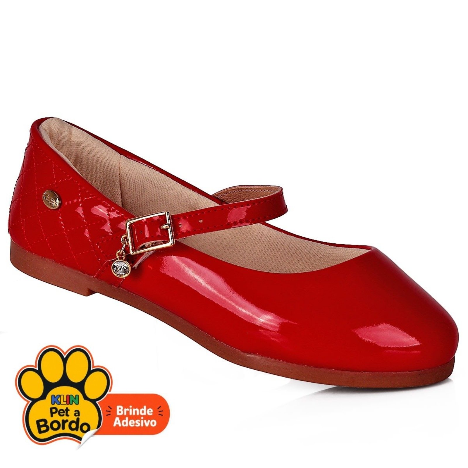 Infantil - Sapatilha Klin Princesa Vermelho Verniz | Sapato de Festa Anatômico e Brilhante