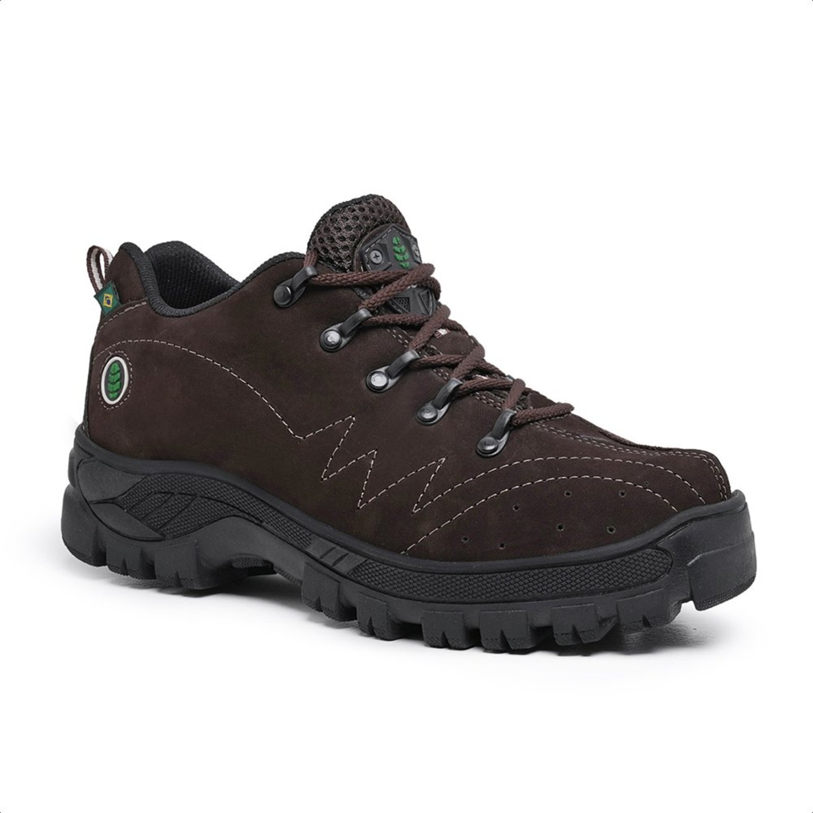 Coturno Adventure Accona Cano Curto em Couro Café 8000NM