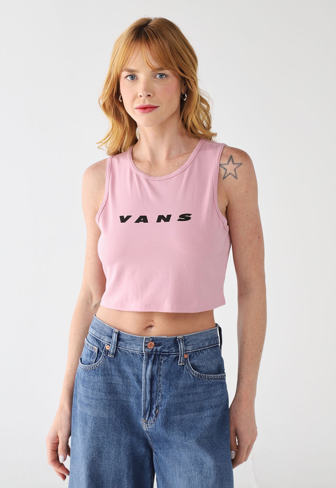 Regata Cropped Feminina Vans Knit Logo Rosa