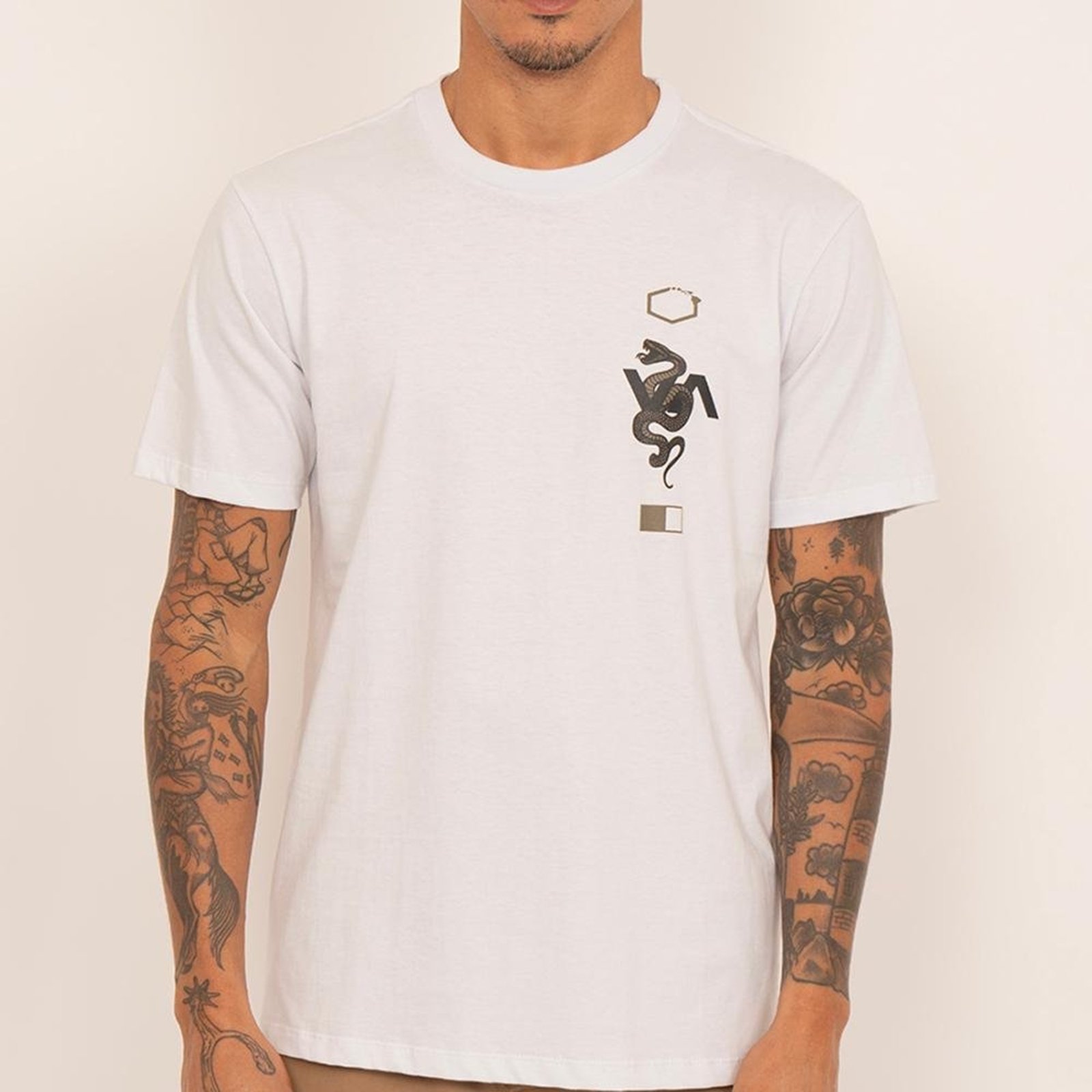 Camiseta RVCA Brron Venom SM27 Masculina Branco
