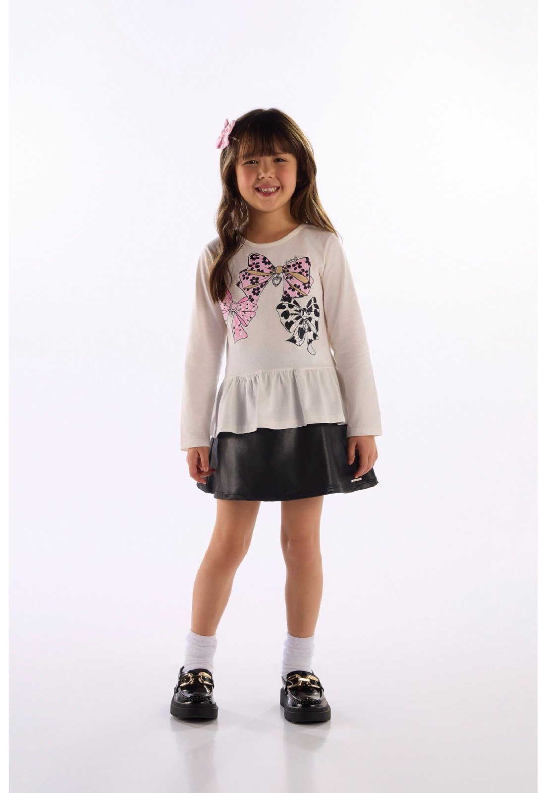 Infantil - Bata Algodão Estampa Laços Quimby Branco