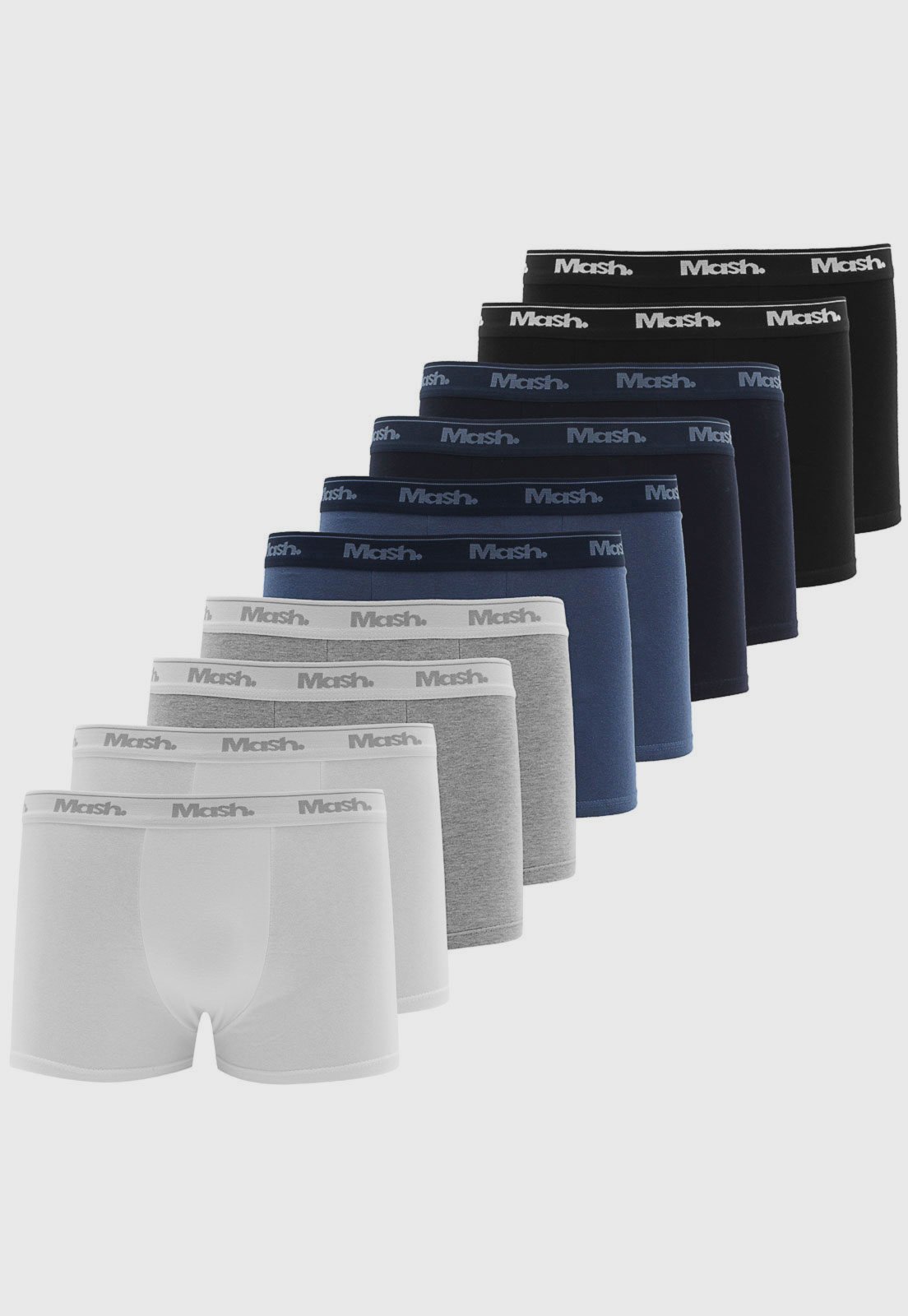 Kit 10pçs Cueca MASH Boxer Logo Preta