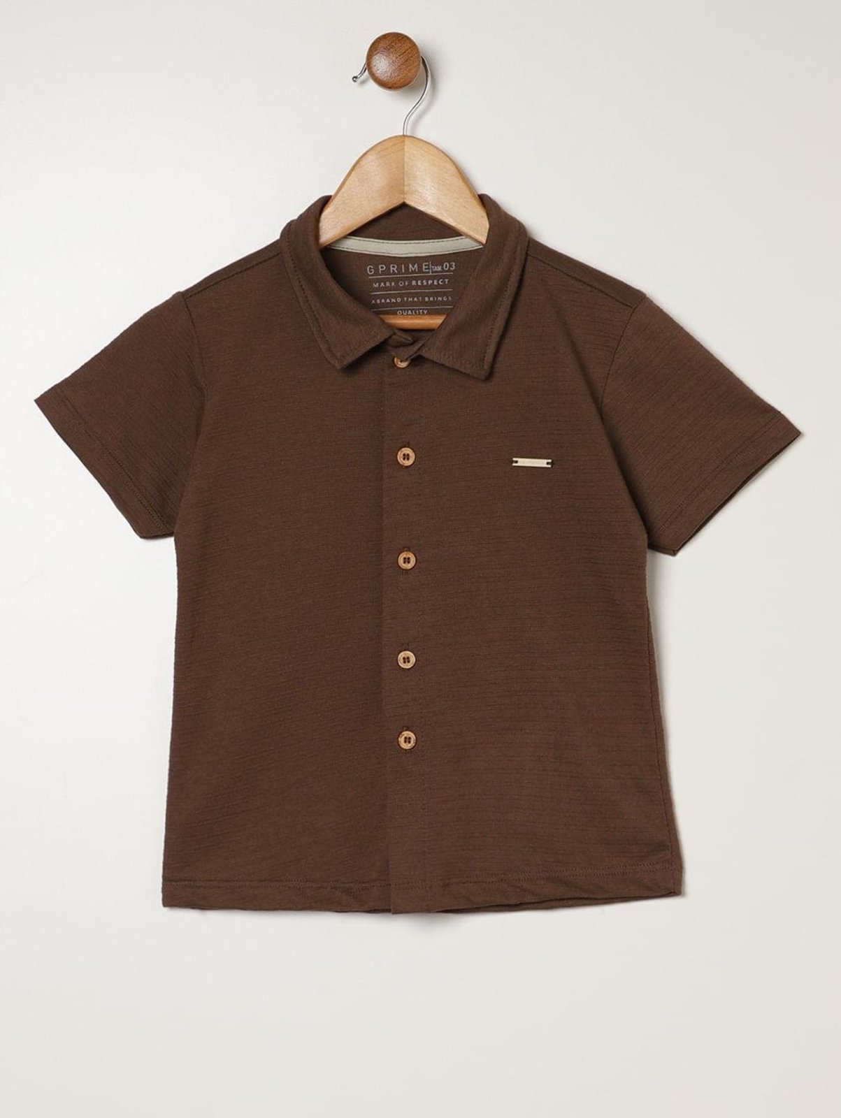 Infantil - Camisa Malha Manga Curta Para Menino - MARROM