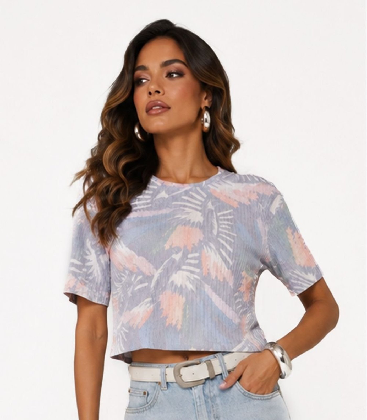 Blusa Feminina em Ribana Canelada Infinita Cor Lilás