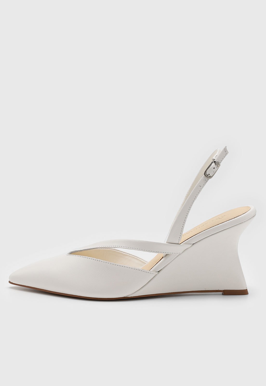 Scarpin Feminino Capodarte Bico Fino Salto Anabela Off-White
