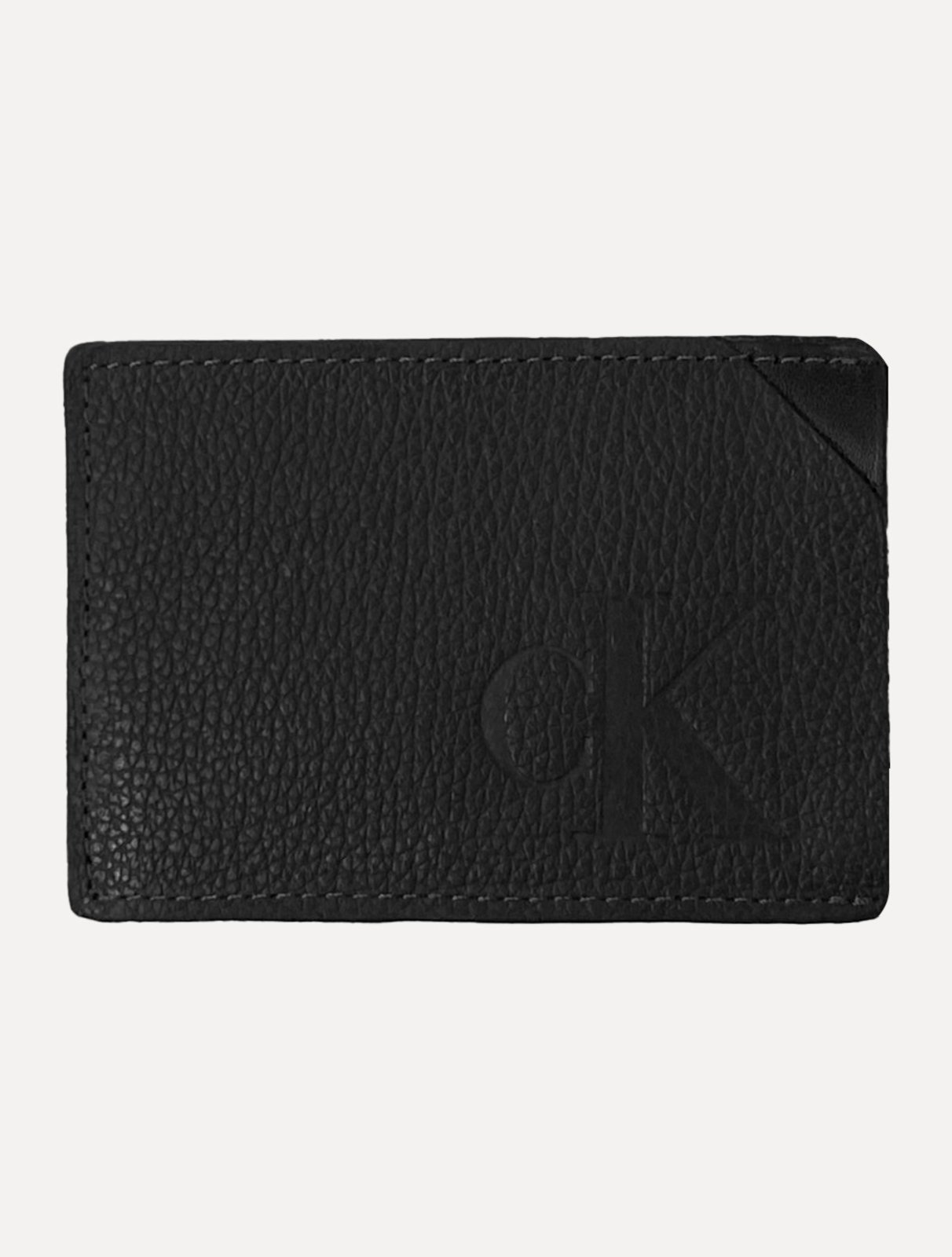 Carteira Calvin Klein Jeans Porta Cartão Couro Queima CK Preta