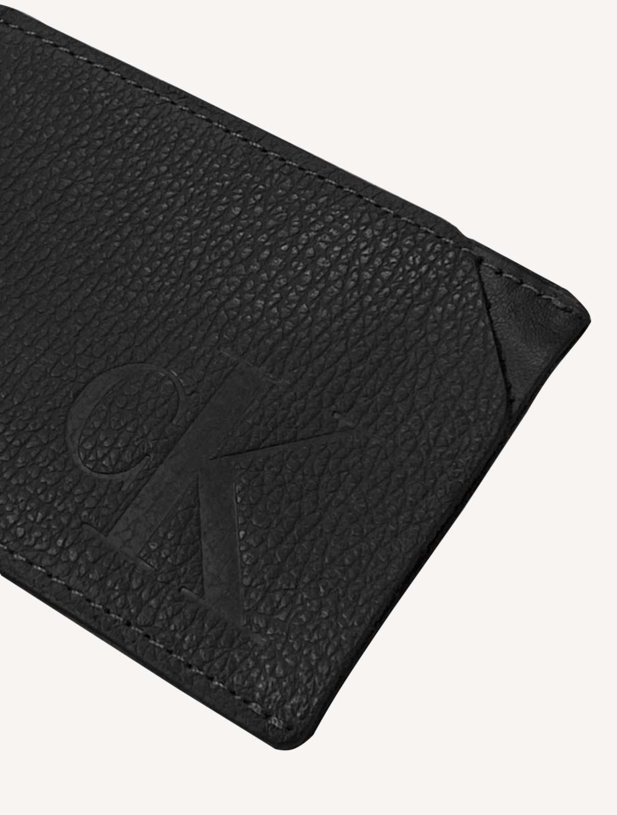 Vista 3 Carteira Calvin Klein Jeans Porta Cartão Couro Queima CK Preta preto Calvin Klein preto