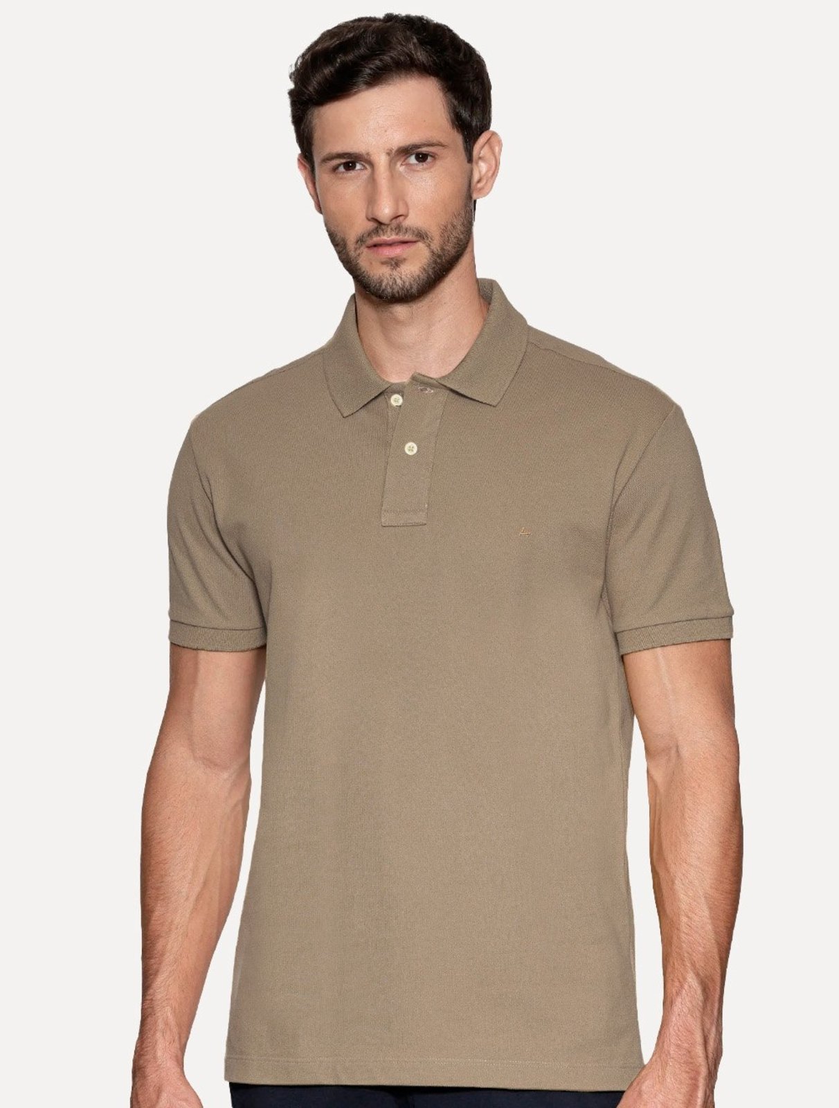 Polo Aramis Masculina Regular Basic Piquet Surton Mono Logo Marrom Médio