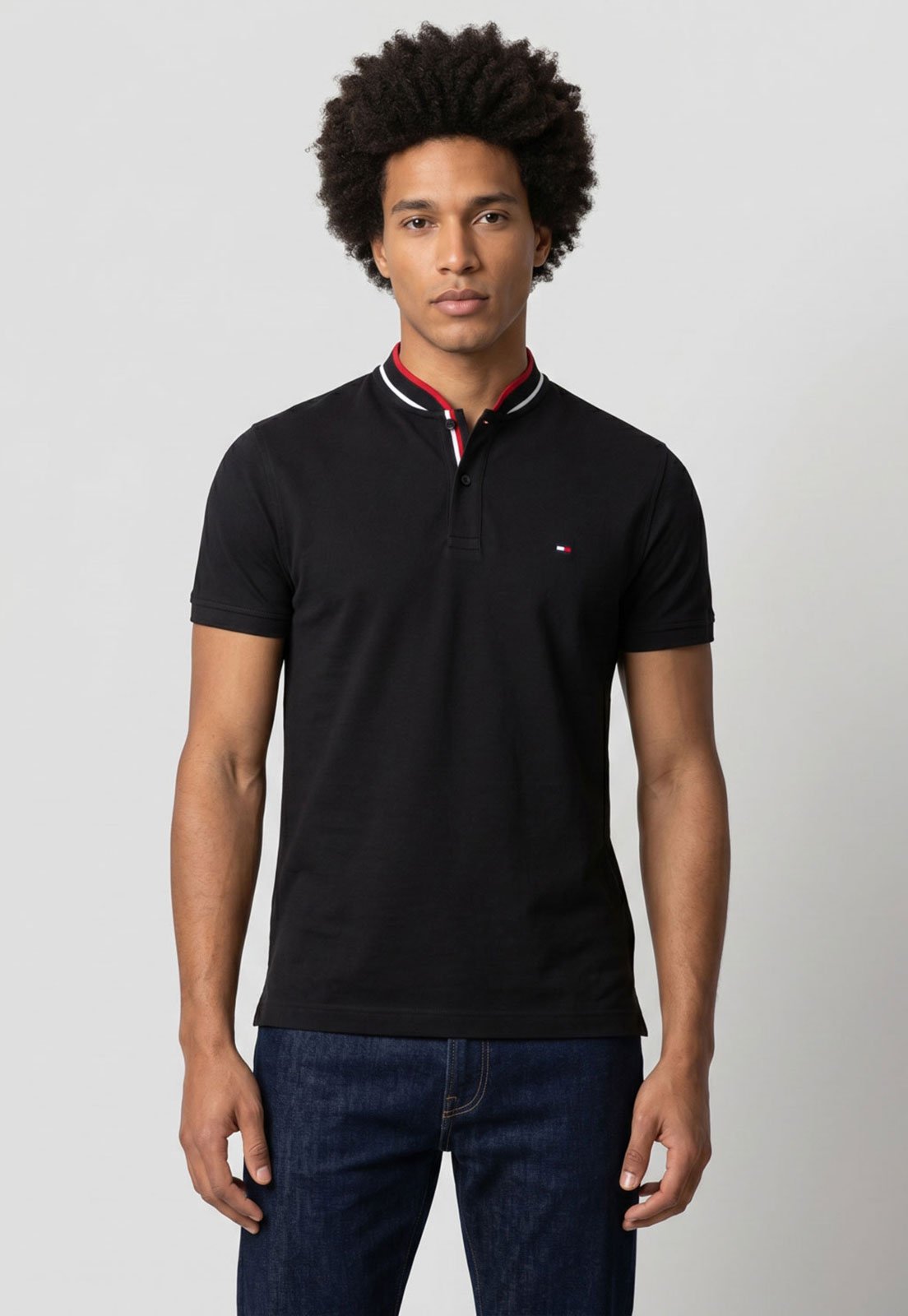 Camisa Polo Masculina Tommy Hilfiger Tipped Preta