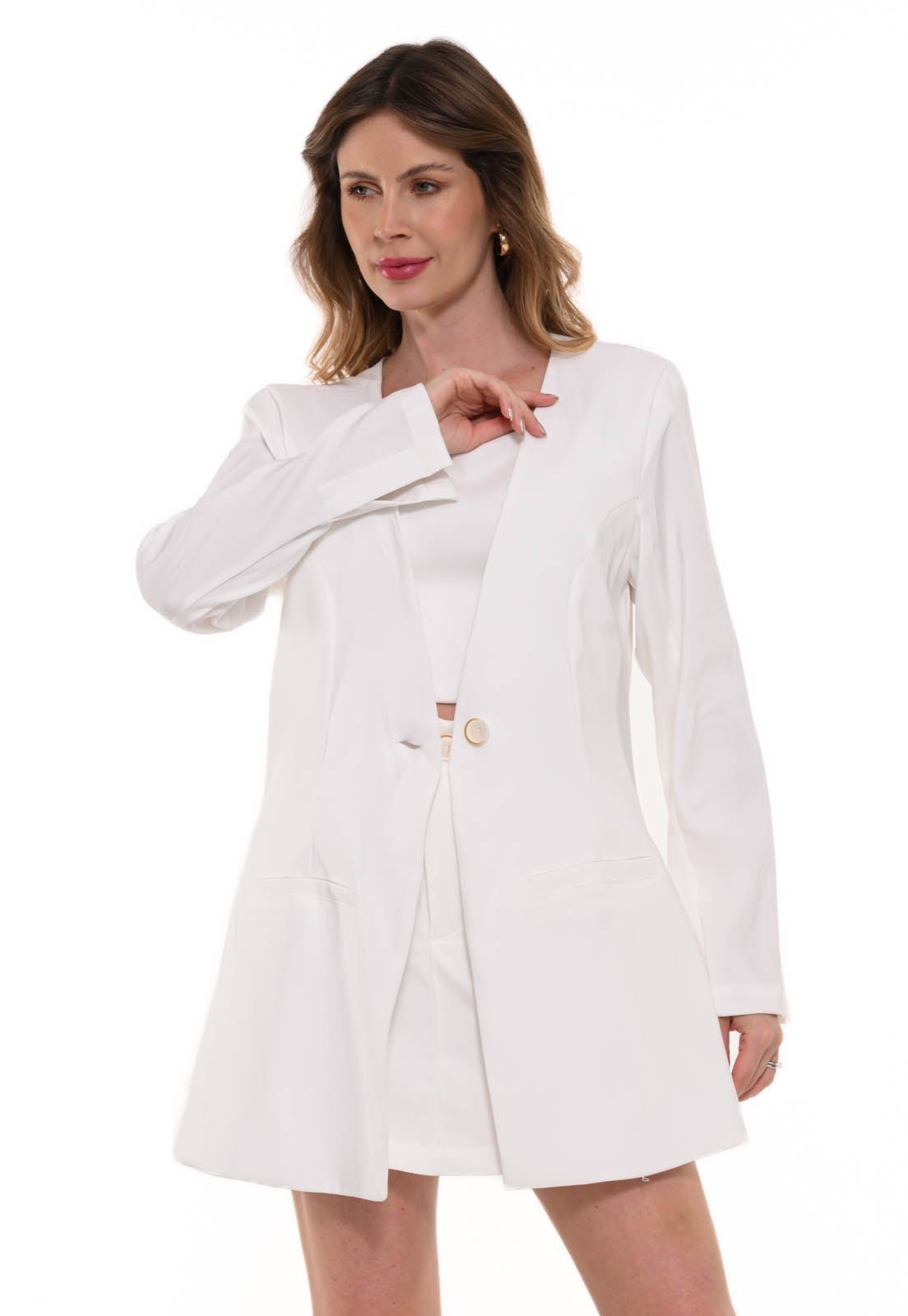 Blazer Bisô Alfaiataria Alongado Off White – Off White