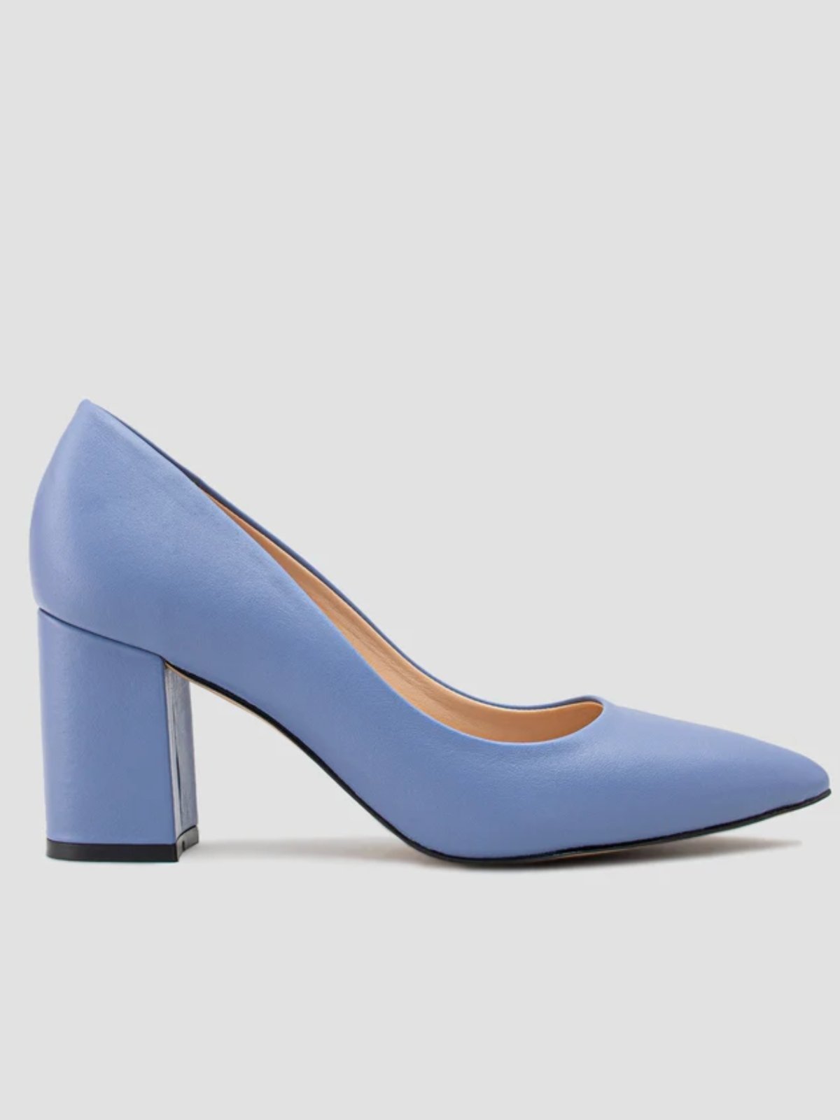 Scarpin Salto Grosso Couro Azul CBK