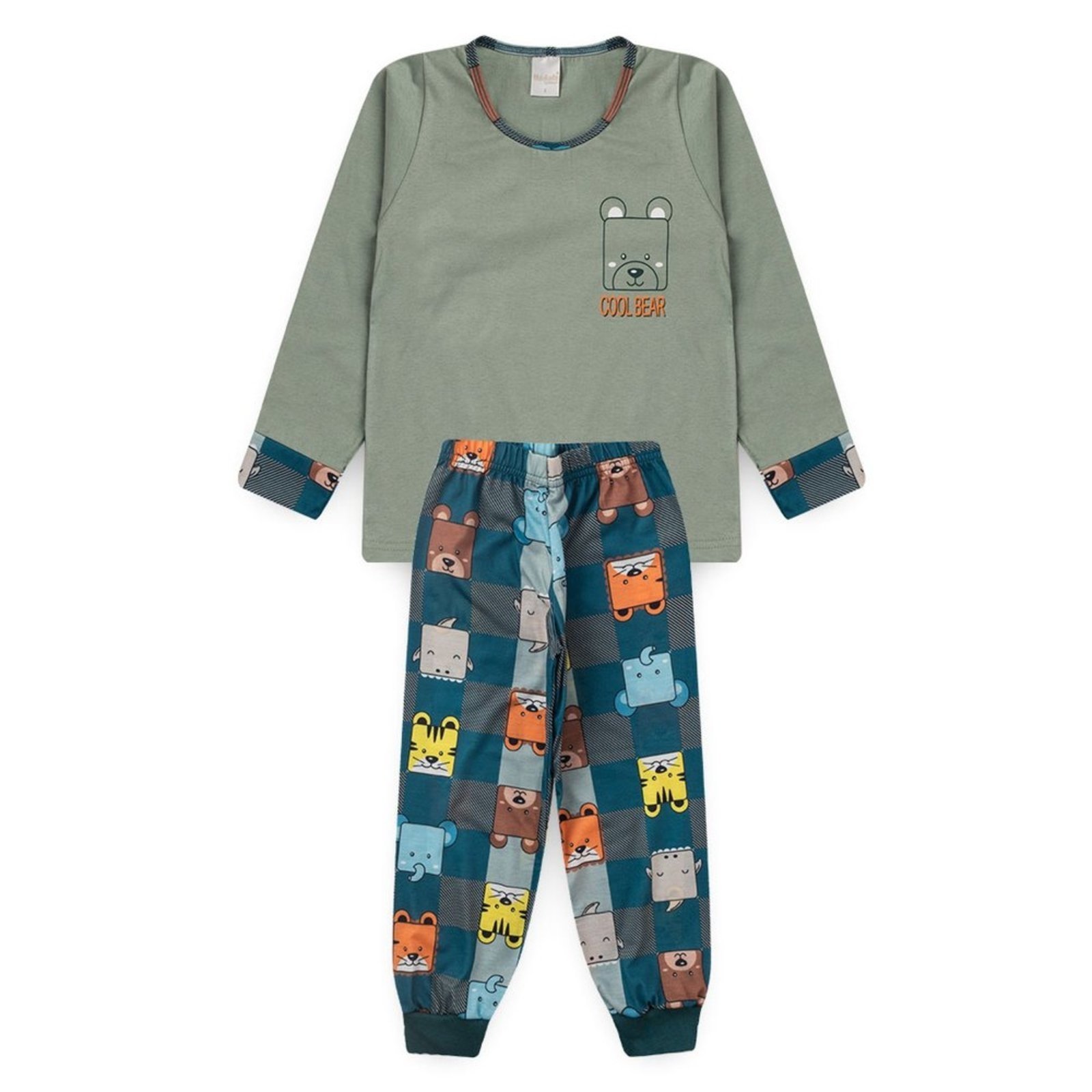 Vista 2 Pijama Menino Longo Ursinho Molekada verde Molekada verde