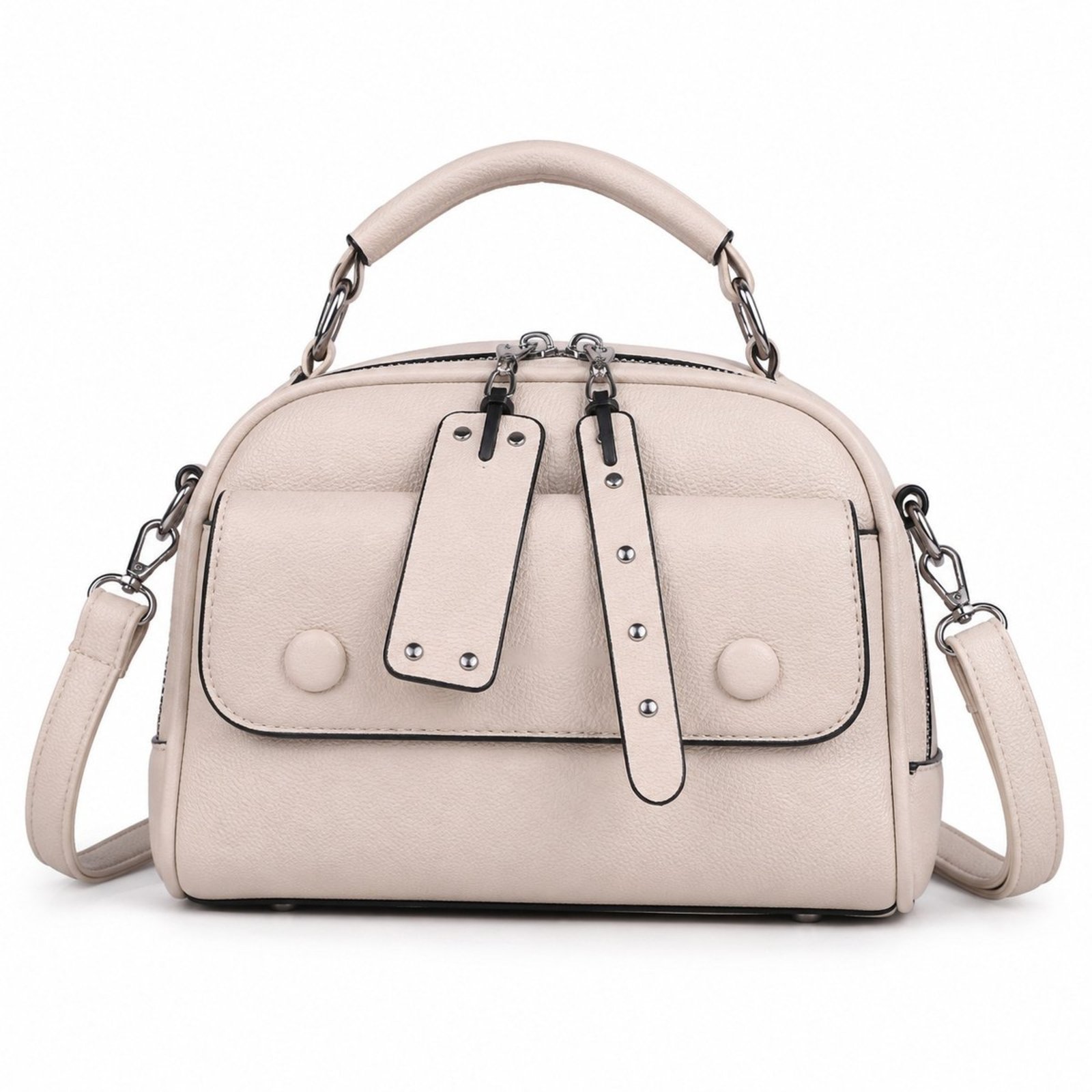 Bolsa Transversal Couro Moderna Despojada Casual Estilosa Tendencia Bolsinha Feminina Compacta - Branco