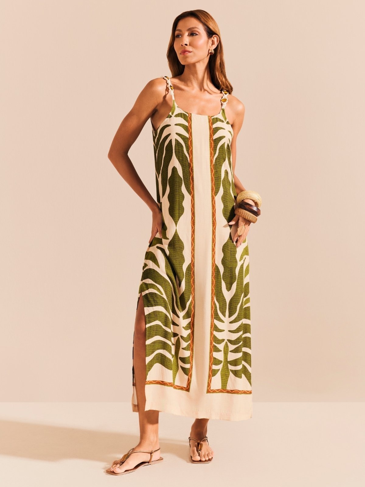 Vestido Longo Detalhe Viscose Terra Forte SP1981BQ
