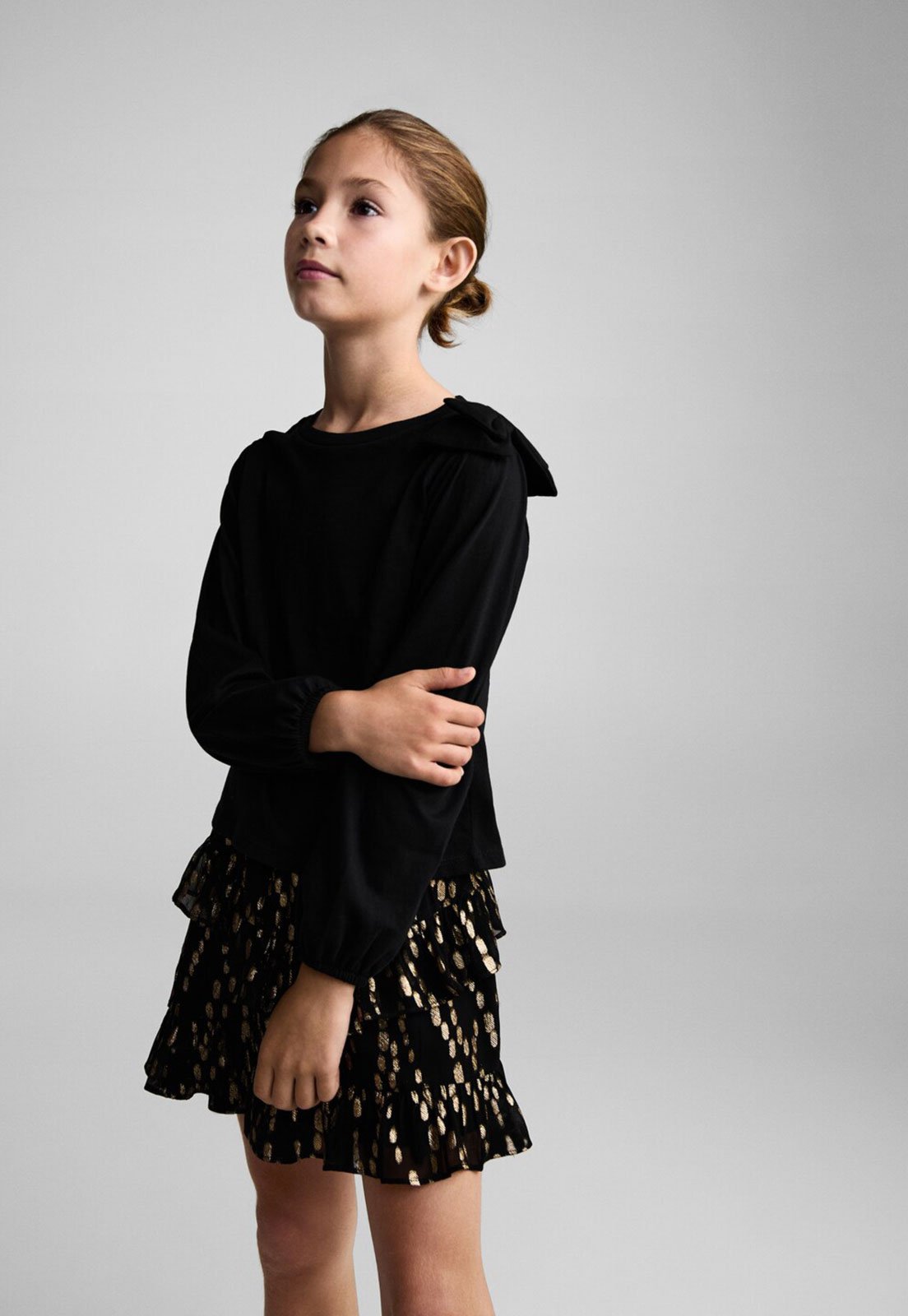Infantil – Camiseta Manga Longa MANGO Tricot Preta