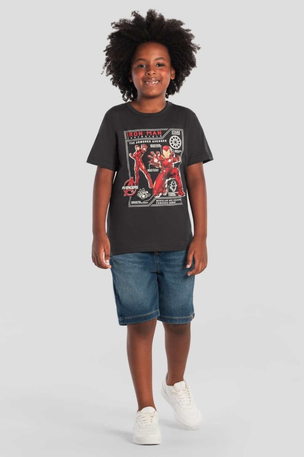 Infantil - Camiseta menino metalizada dos Vingadores Brandili