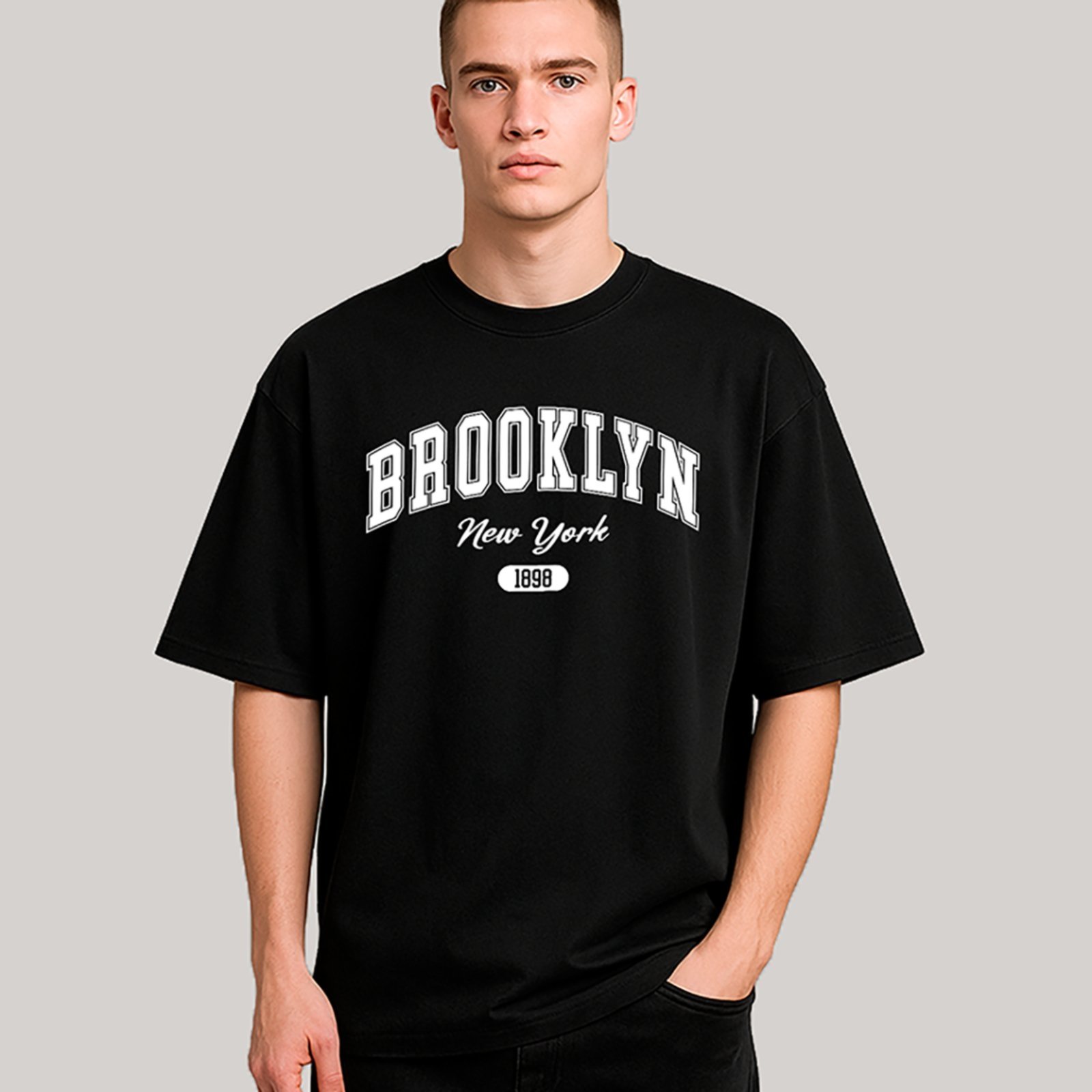 Camiseta Ousy Brooklyn New York Oversized Unissex Preta