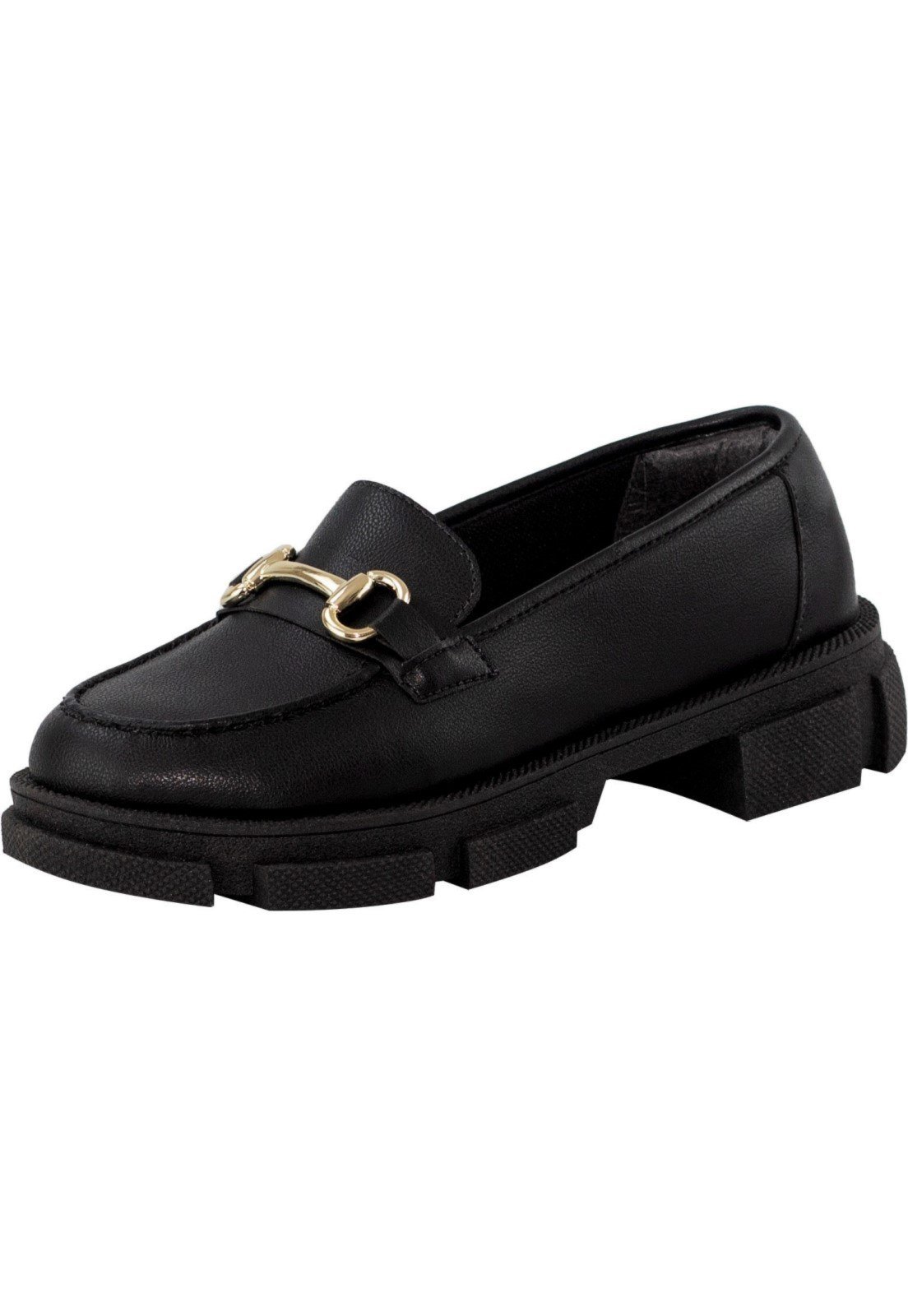 Mocassim Tratorado Lumiss Sapato Oxford Plataforma Preto