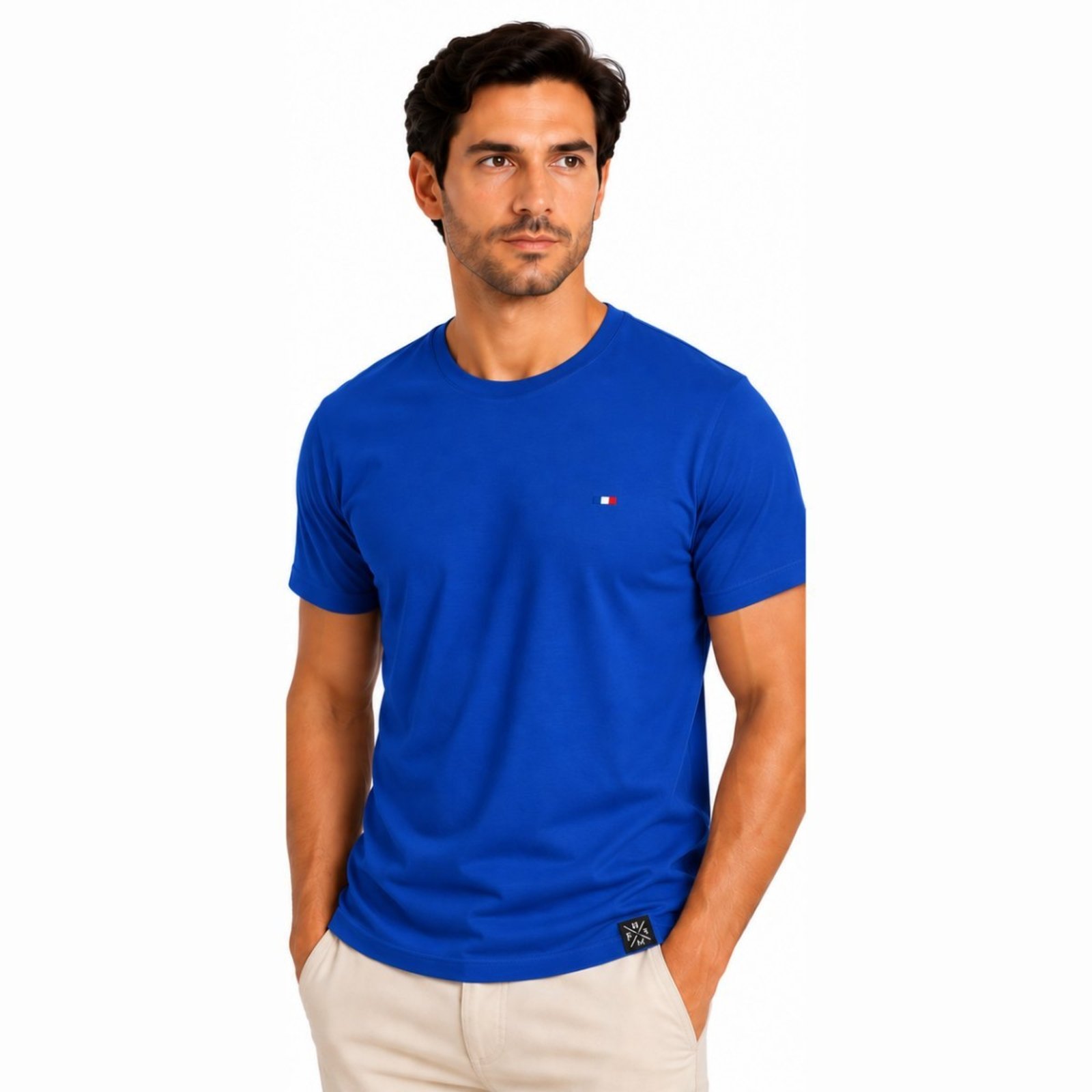 Camiseta Masculina Básica Lisa FMF Conforto Premium Royal
