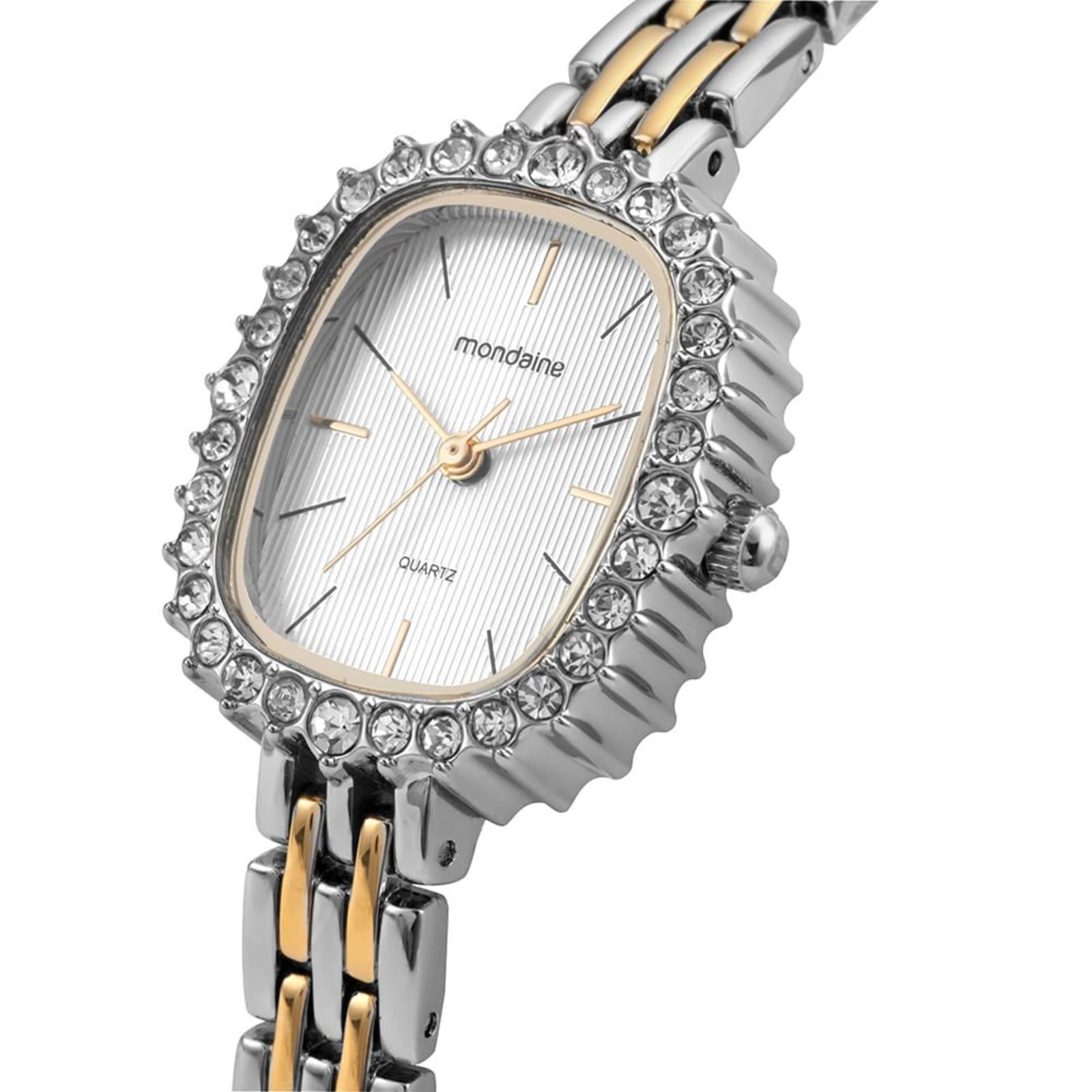 Vista 3 Relógio Feminino Quadrado Cristais e Dourado Mondaine prata Mondaine prata