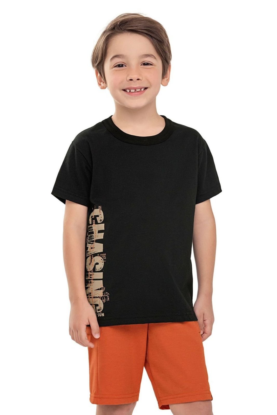 Infantil - Conjunto Menino Estampa Lateral Elian Preto