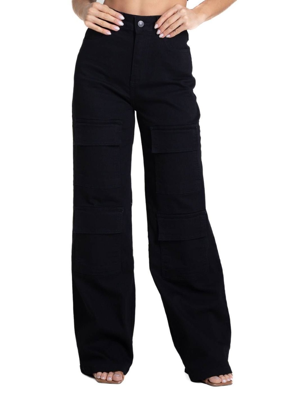 Calça Sarja Sawary Wide Leg - 281947 - Preto - Sawary