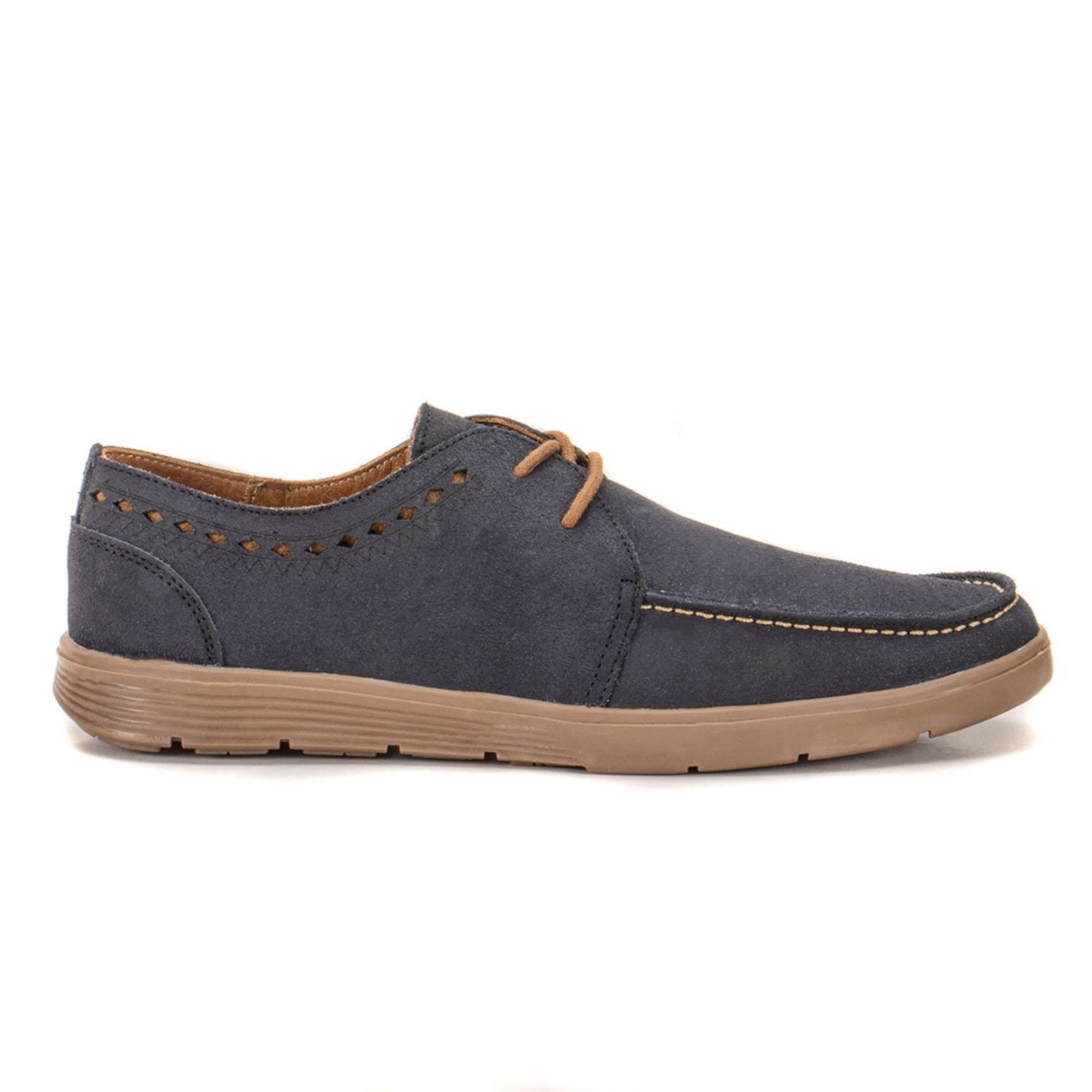 Mocassim Masculino Miuzzi Flat Couro Legítimo Dockside Baixo Aberto Azul Marinho