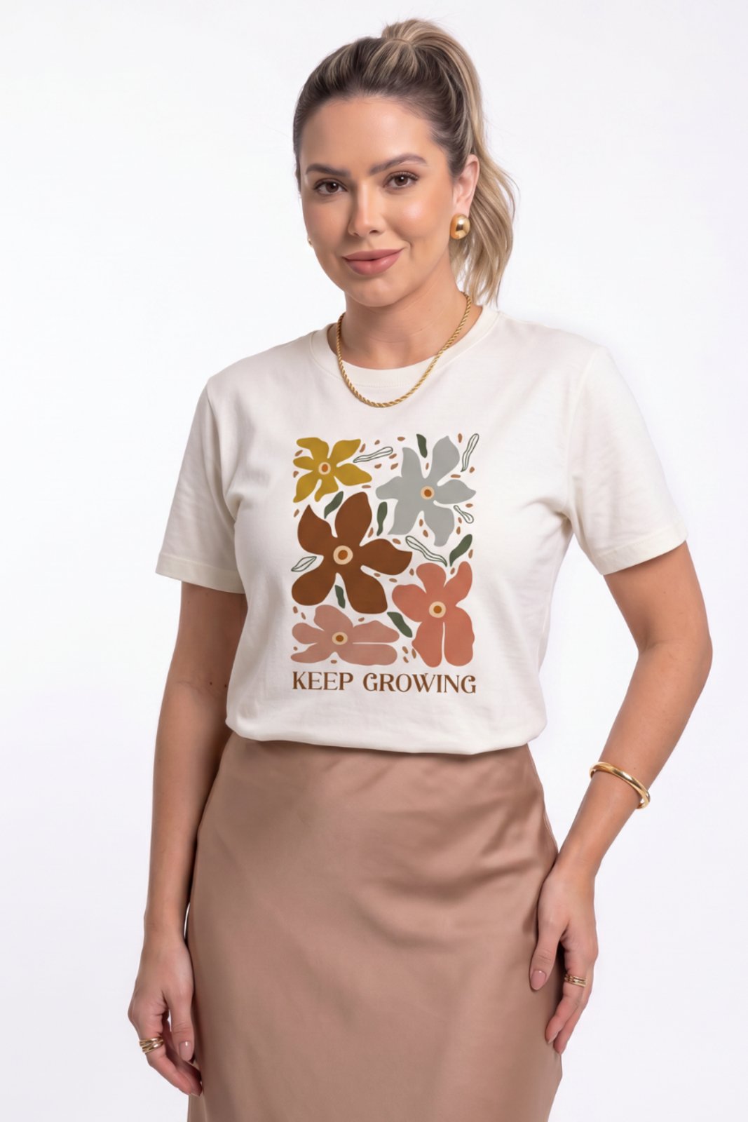 Camiseta Cianitas Off Estampa Keep Growing