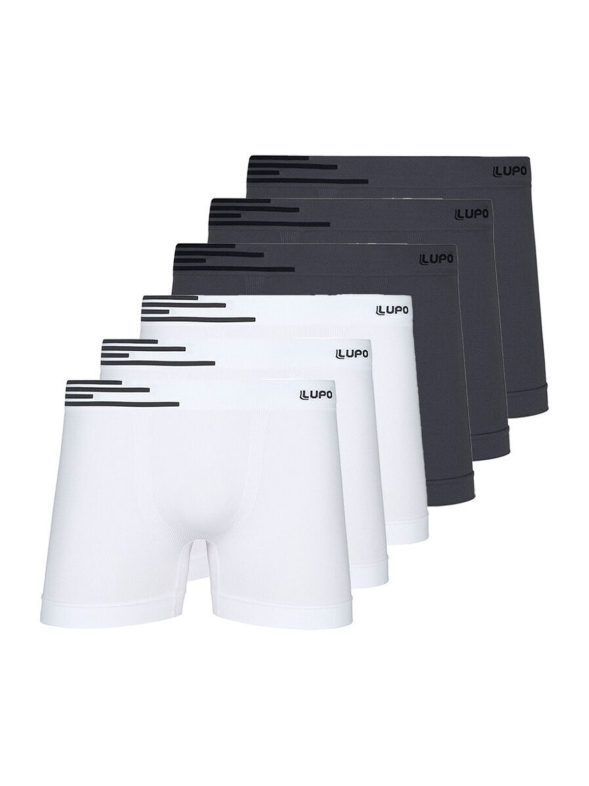 Kit com 6 Cuecas Boxer Lupo 436-002 Cinza