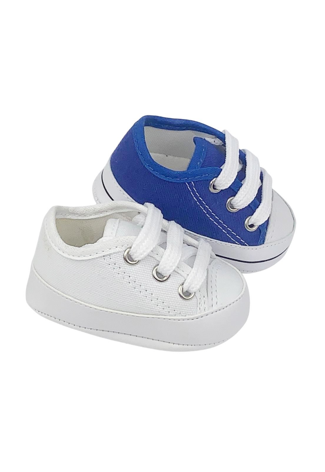 Infantil - Kit 2 pares Sapatinho de branco e royal para recém nascido saída de maternidade