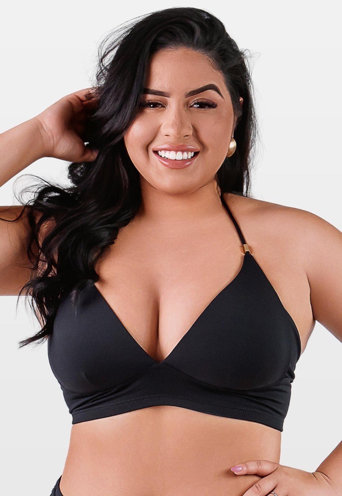 Top Summer Soul Frente Única Plus Size Preto