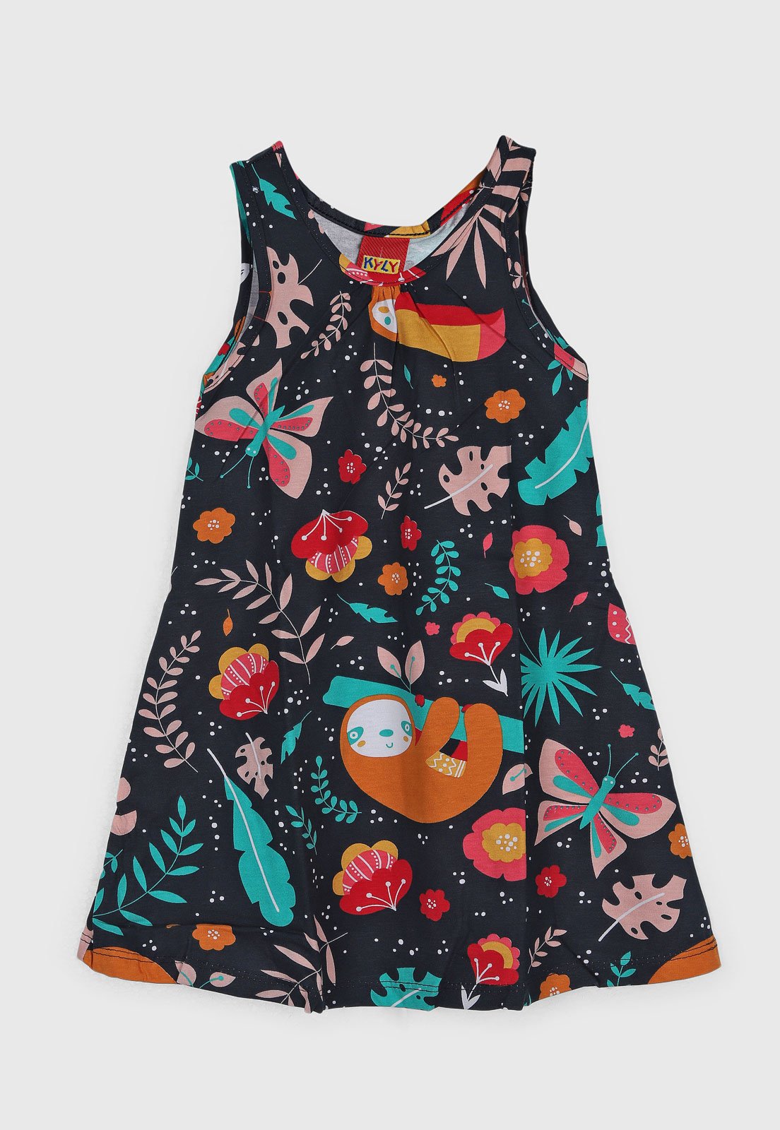 Infantil - Vestido Kyly Estampado Manga Curta Azul-Marinho
