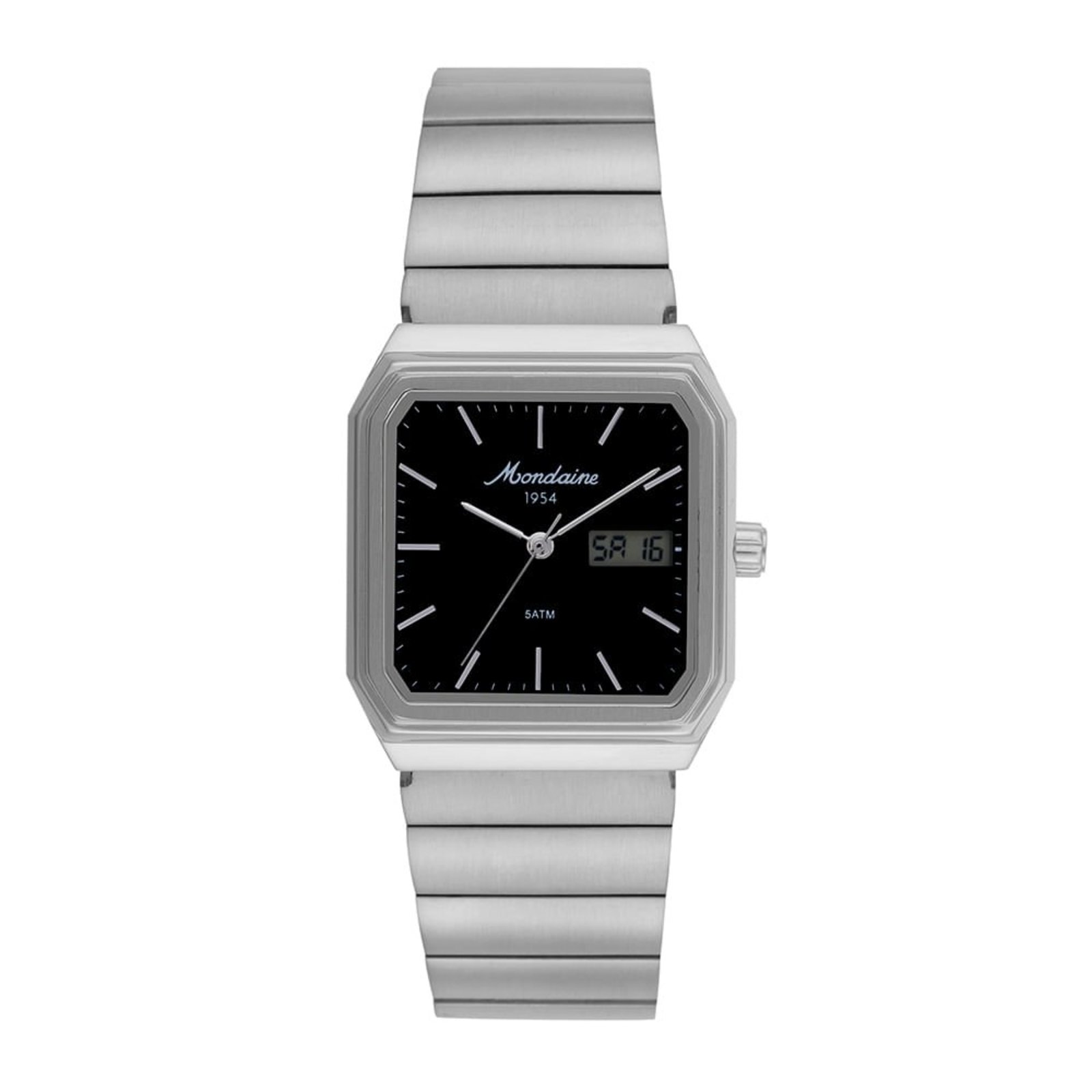 Relógio Masculino Quadrado Anadigi Linha 1954 Prata Mondaine