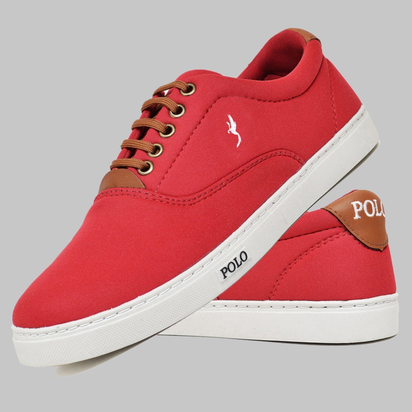 Sapatênis Casual Masculino Cano Baixo Polo Blu Vermelho