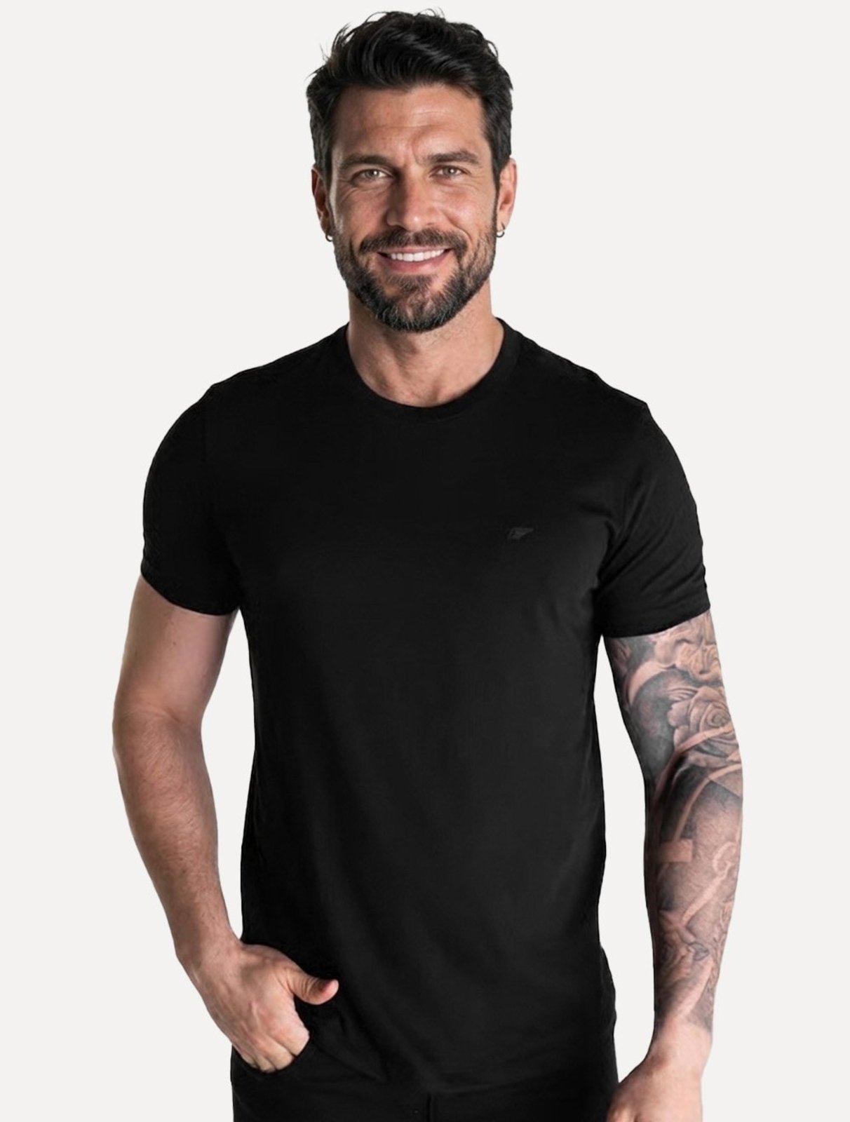 Camiseta Ellus Masculina Pima Cotton Mirror Classic Preta