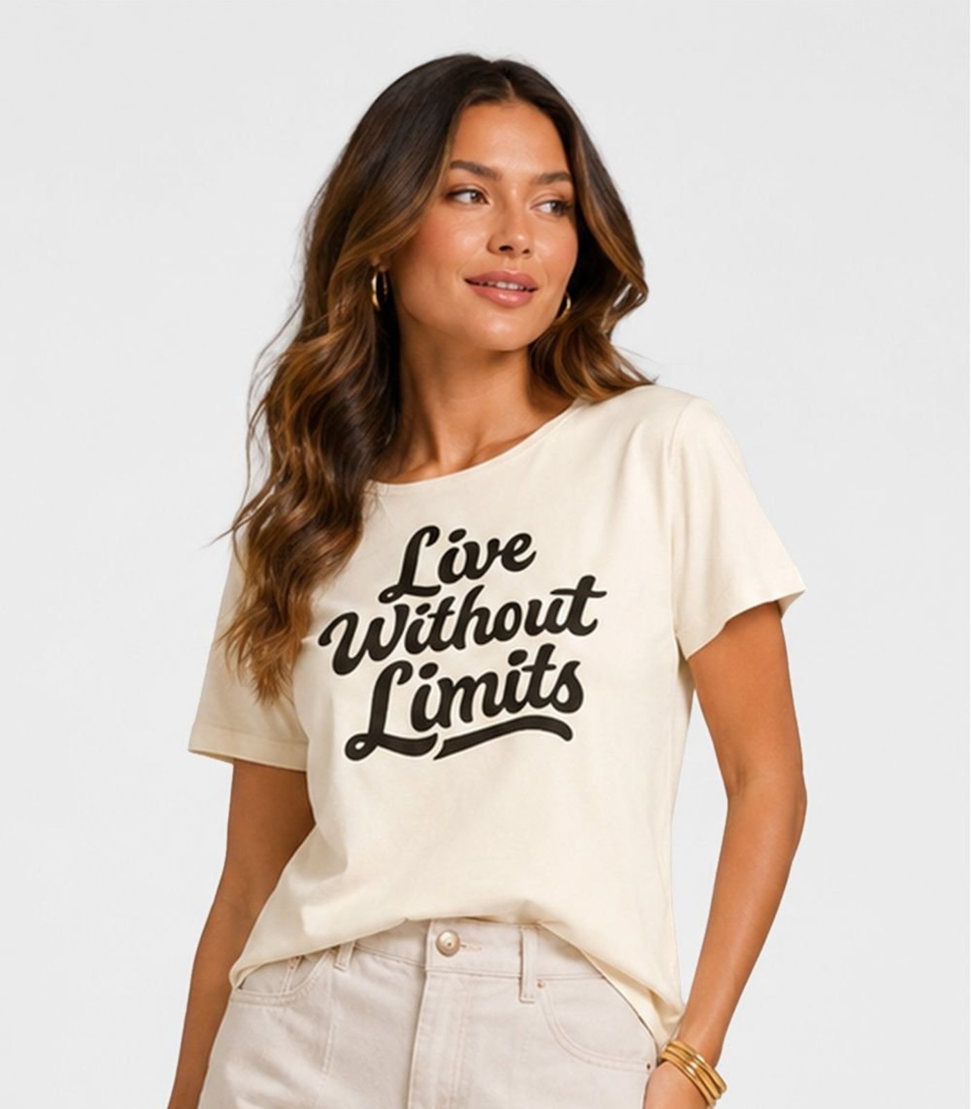 Blusa Feminina Estampada Infinita Cor Bege