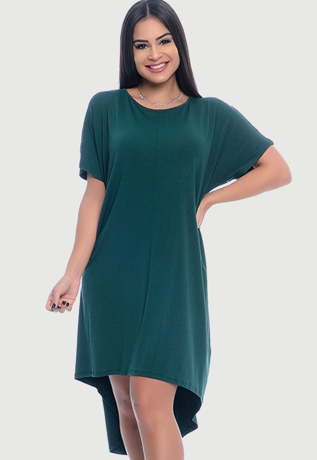 Vestido Mullet Decote Redondo B’Bonnie Arya Verde Musgo